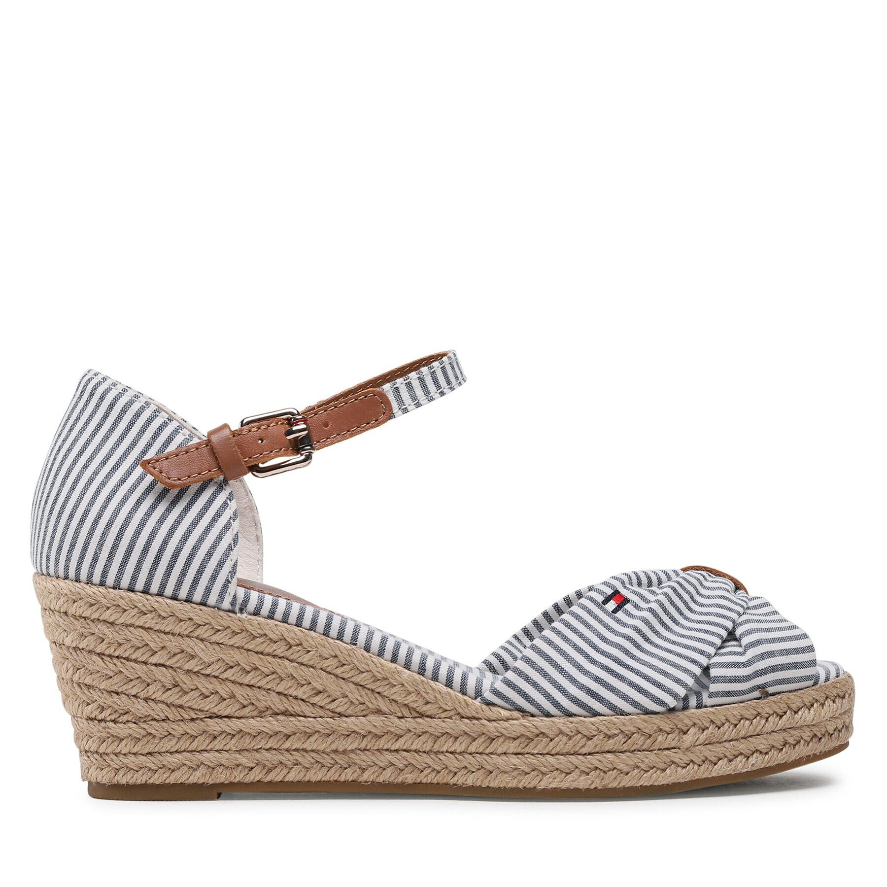 Tommy Hilfiger Espadrile High Wedge Seersucker FW0FW07158 Albastru - Pled.ro