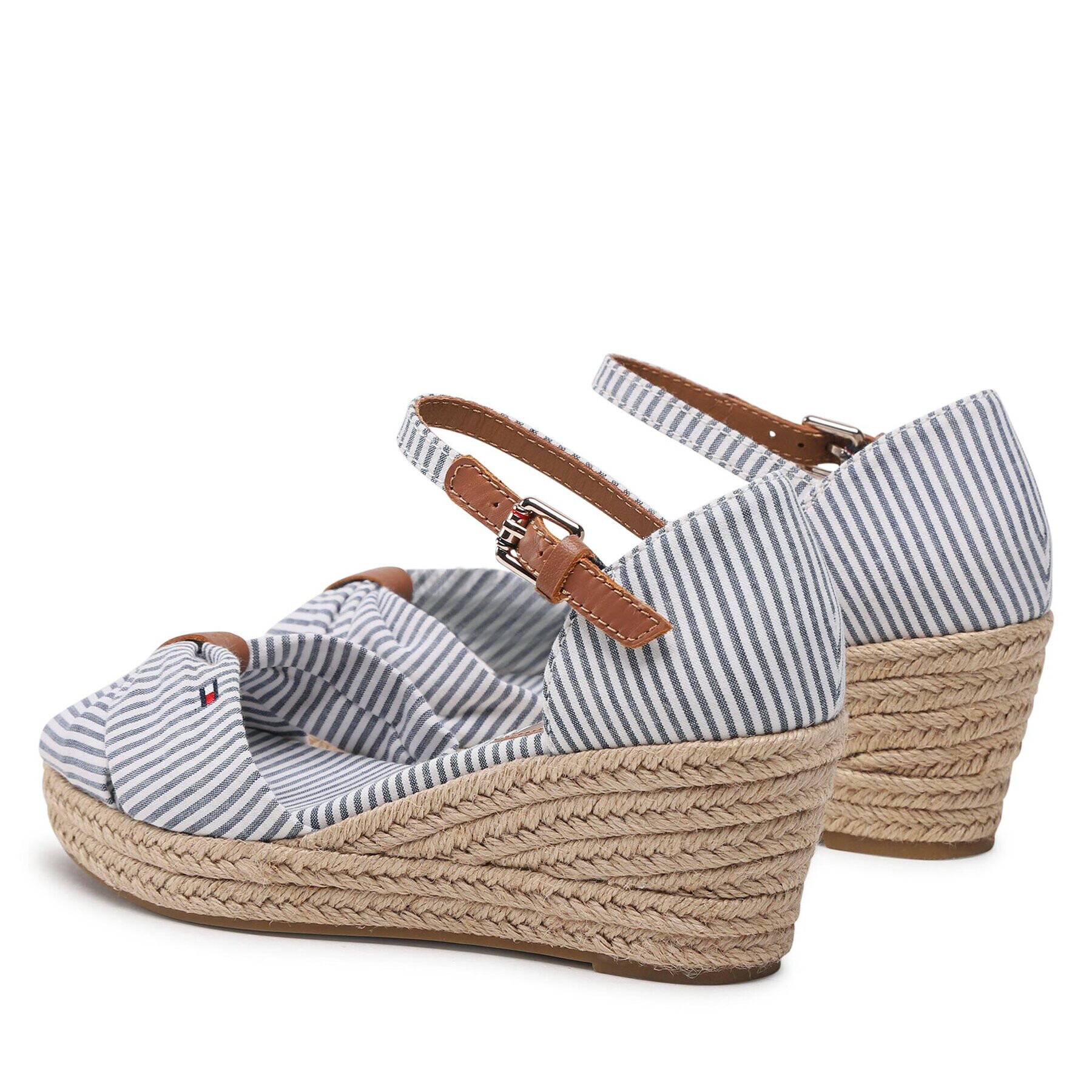 Tommy Hilfiger Espadrile High Wedge Seersucker FW0FW07158 Albastru - Pled.ro