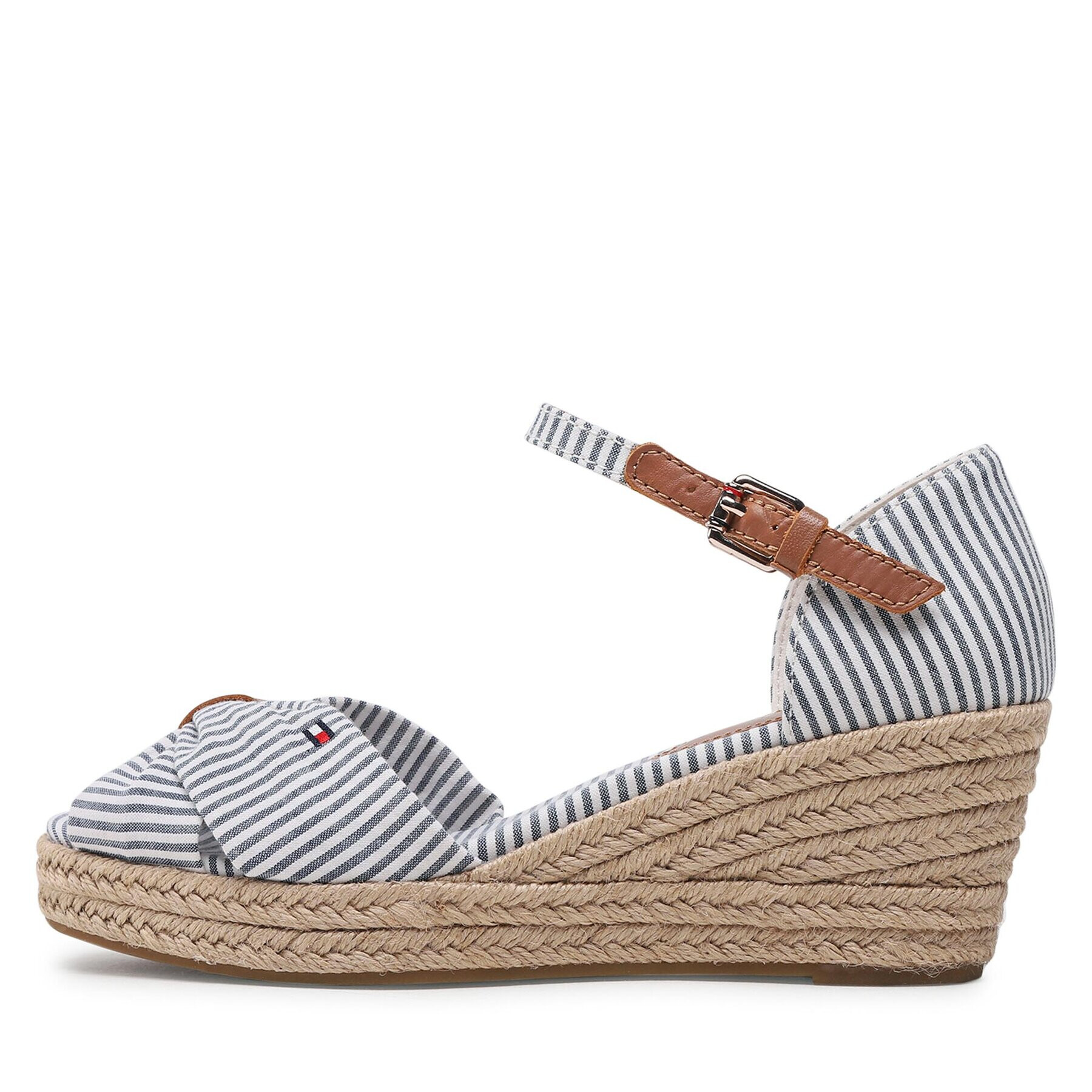 Tommy Hilfiger Espadrile High Wedge Seersucker FW0FW07158 Albastru - Pled.ro