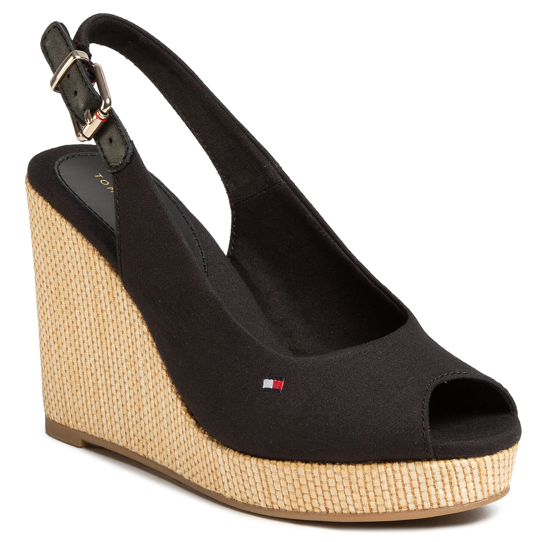 Tommy Hilfiger Espadrile Iconic Elena Sling Back Wedge FW0FW04789 Negru - Pled.ro