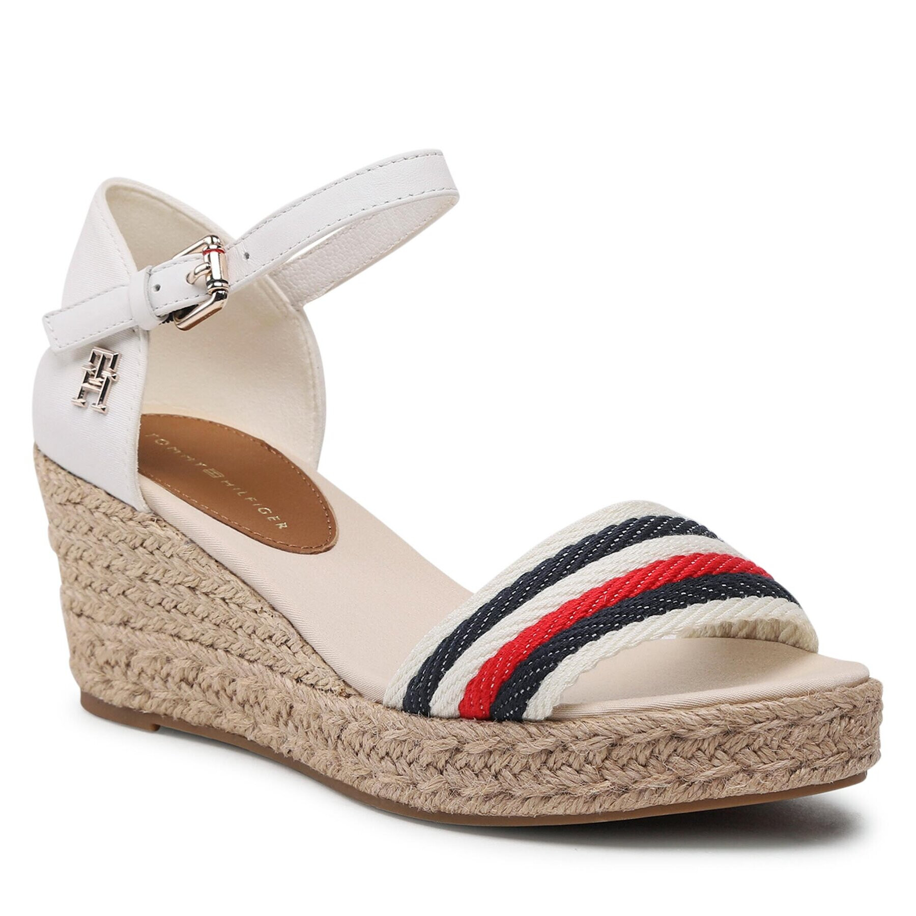 Tommy Hilfiger Espadrile Mid Wedge Corporate FW0FW07078 Écru - Pled.ro