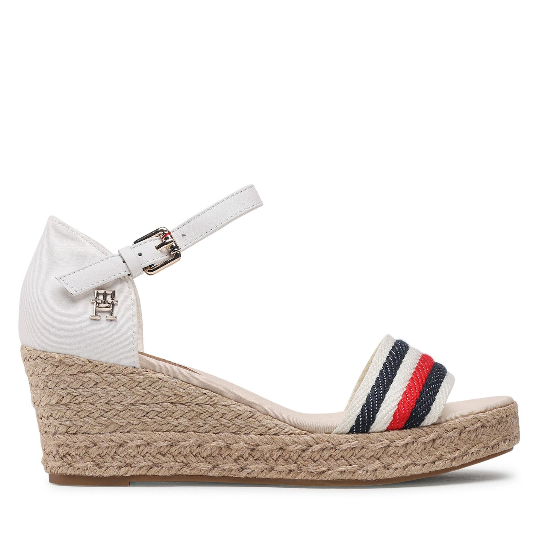 Tommy Hilfiger Espadrile Mid Wedge Corporate FW0FW07078 Écru - Pled.ro