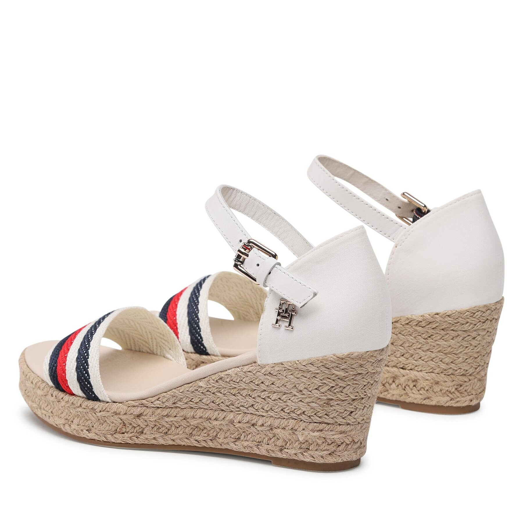 Tommy Hilfiger Espadrile Mid Wedge Corporate FW0FW07078 Écru - Pled.ro