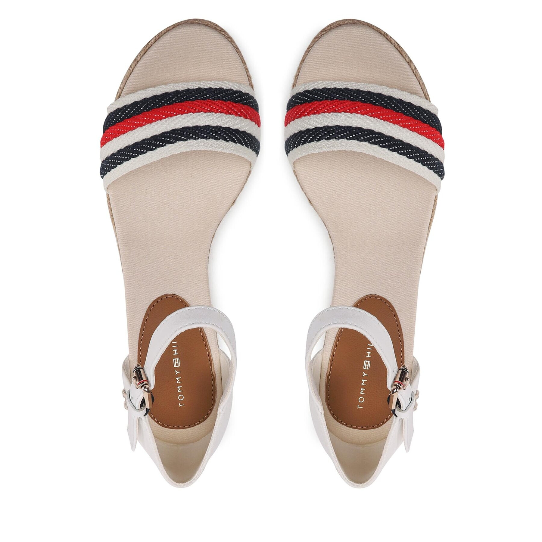 Tommy Hilfiger Espadrile Mid Wedge Corporate FW0FW07078 Écru - Pled.ro