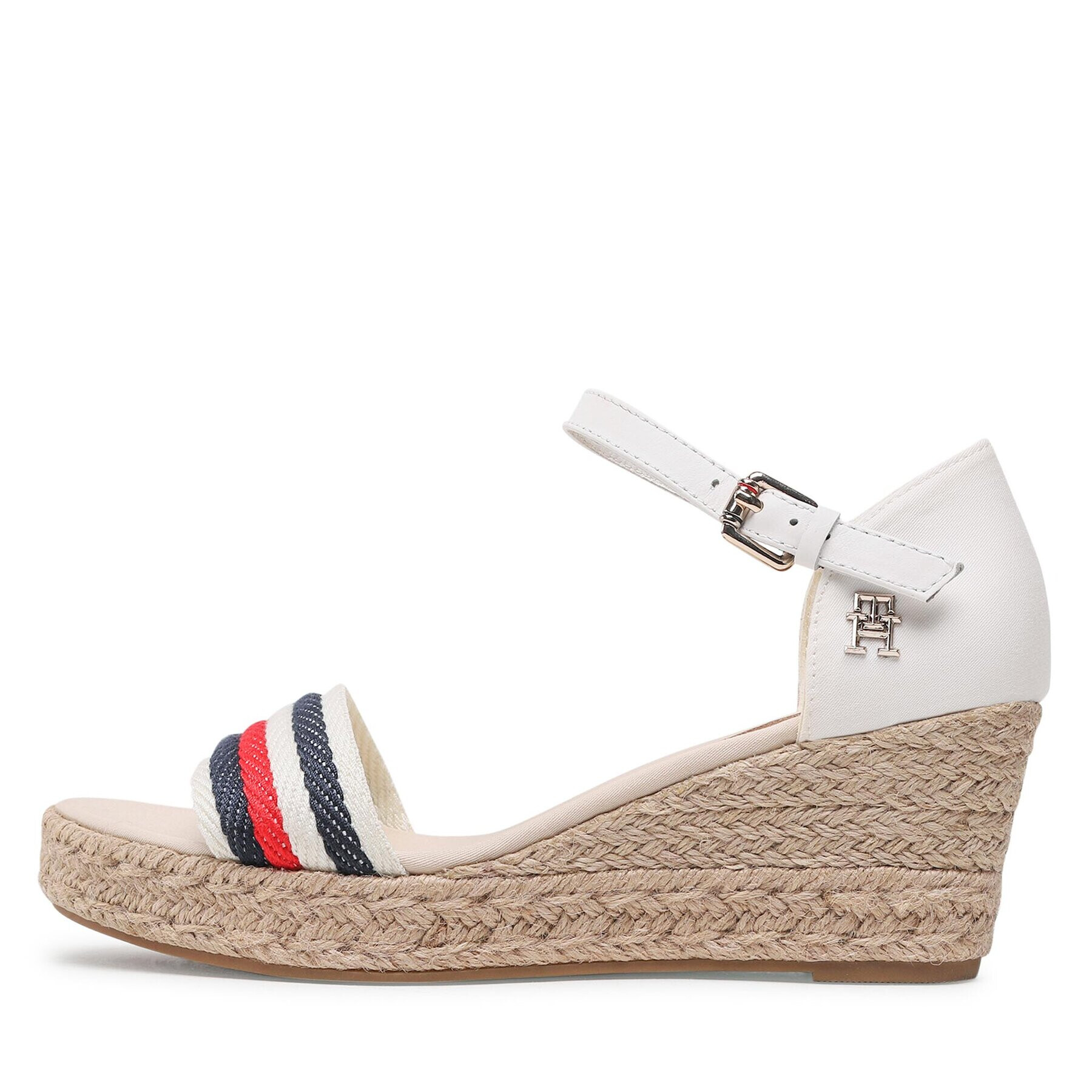 Tommy Hilfiger Espadrile Mid Wedge Corporate FW0FW07078 Écru - Pled.ro