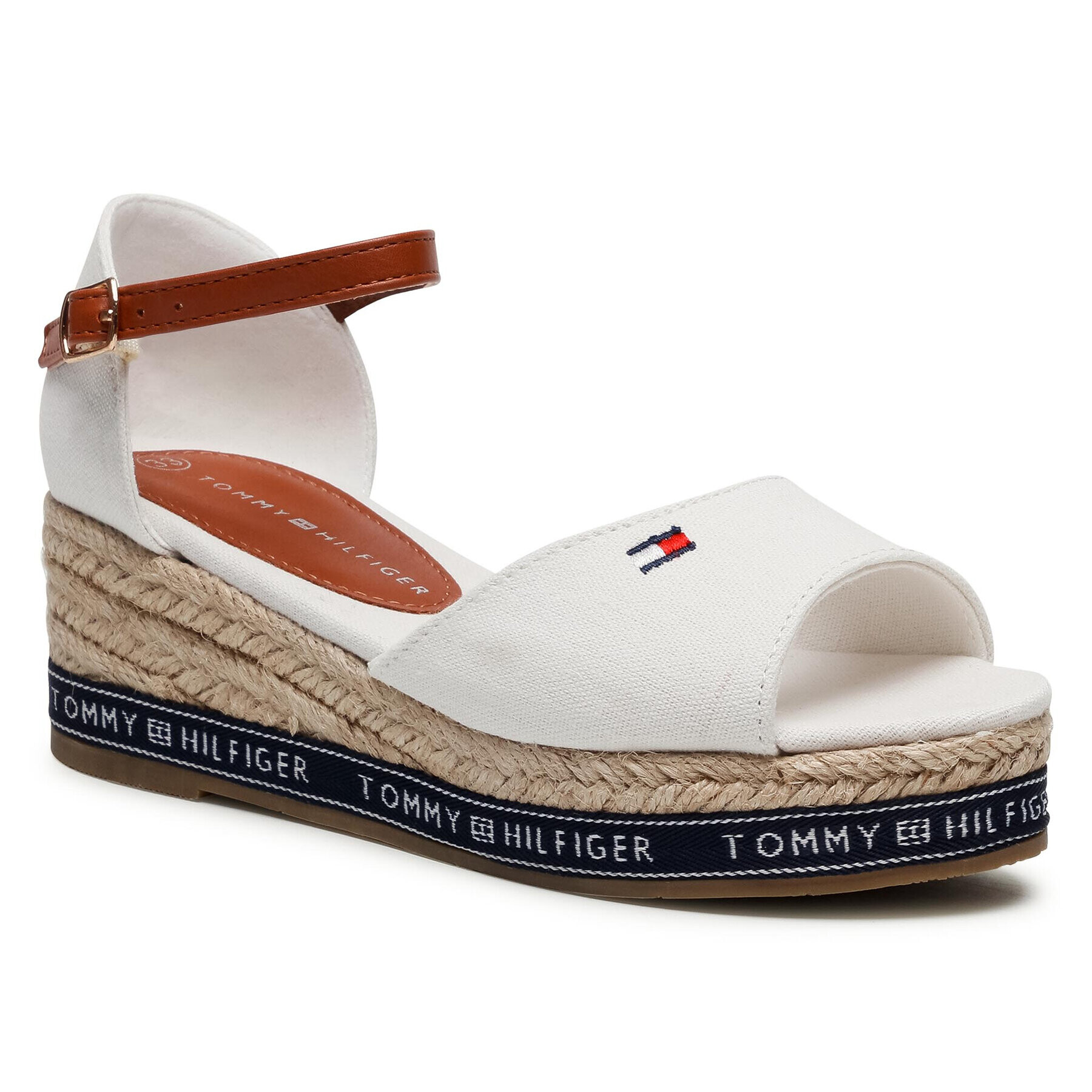 Tommy Hilfiger Espadrile Rope Wedge Sandal T3A2-31056-0048 Alb - Pled.ro