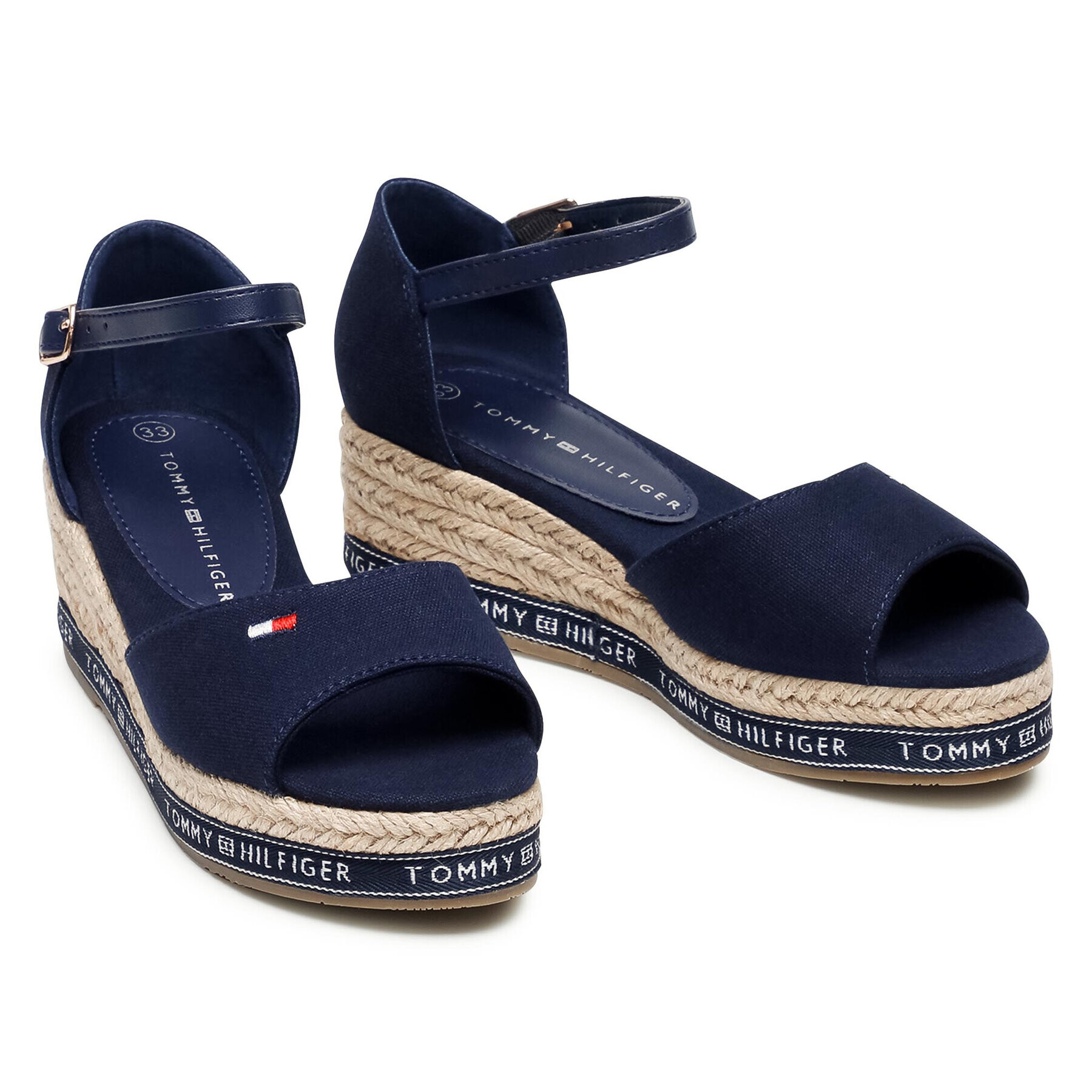 Tommy Hilfiger Espadrile Rope Wedge Sandal T3A2-31056-0048 M Bleumarin - Pled.ro