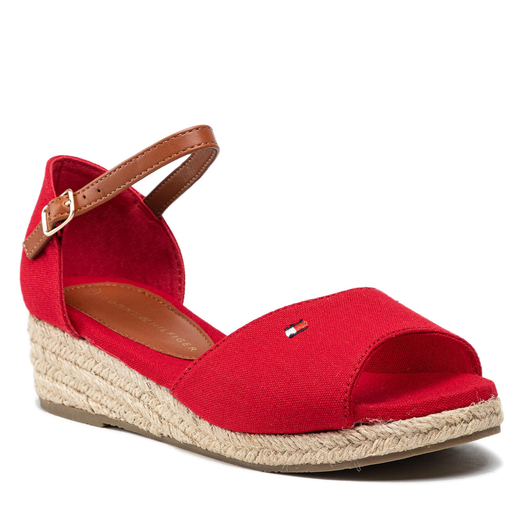 Tommy Hilfiger Espadrile Rope Wedge Sandal T3A7-32185-0048 S Roșu - Pled.ro