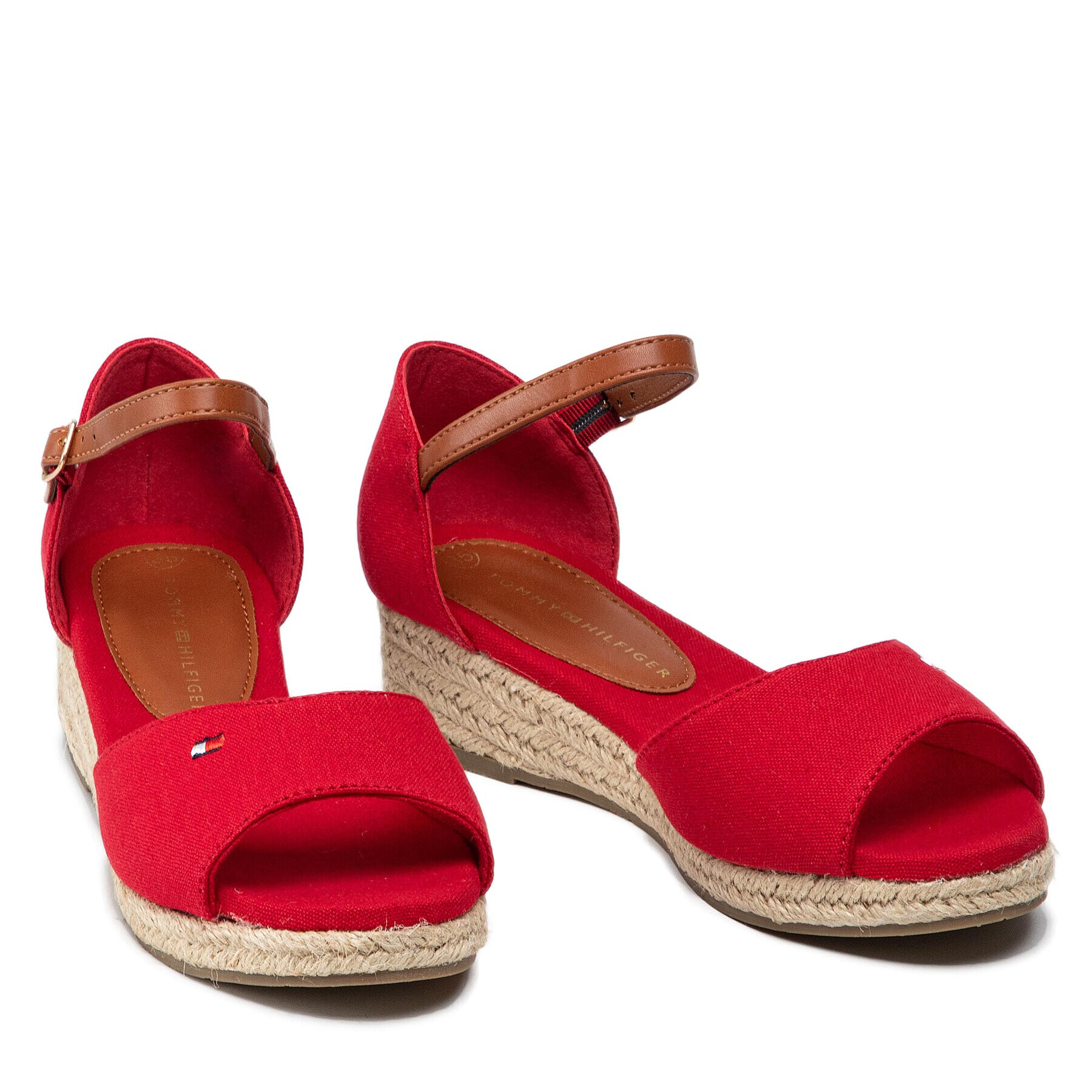 Tommy Hilfiger Espadrile Rope Wedge Sandal T3A7-32185-0048 S Roșu - Pled.ro