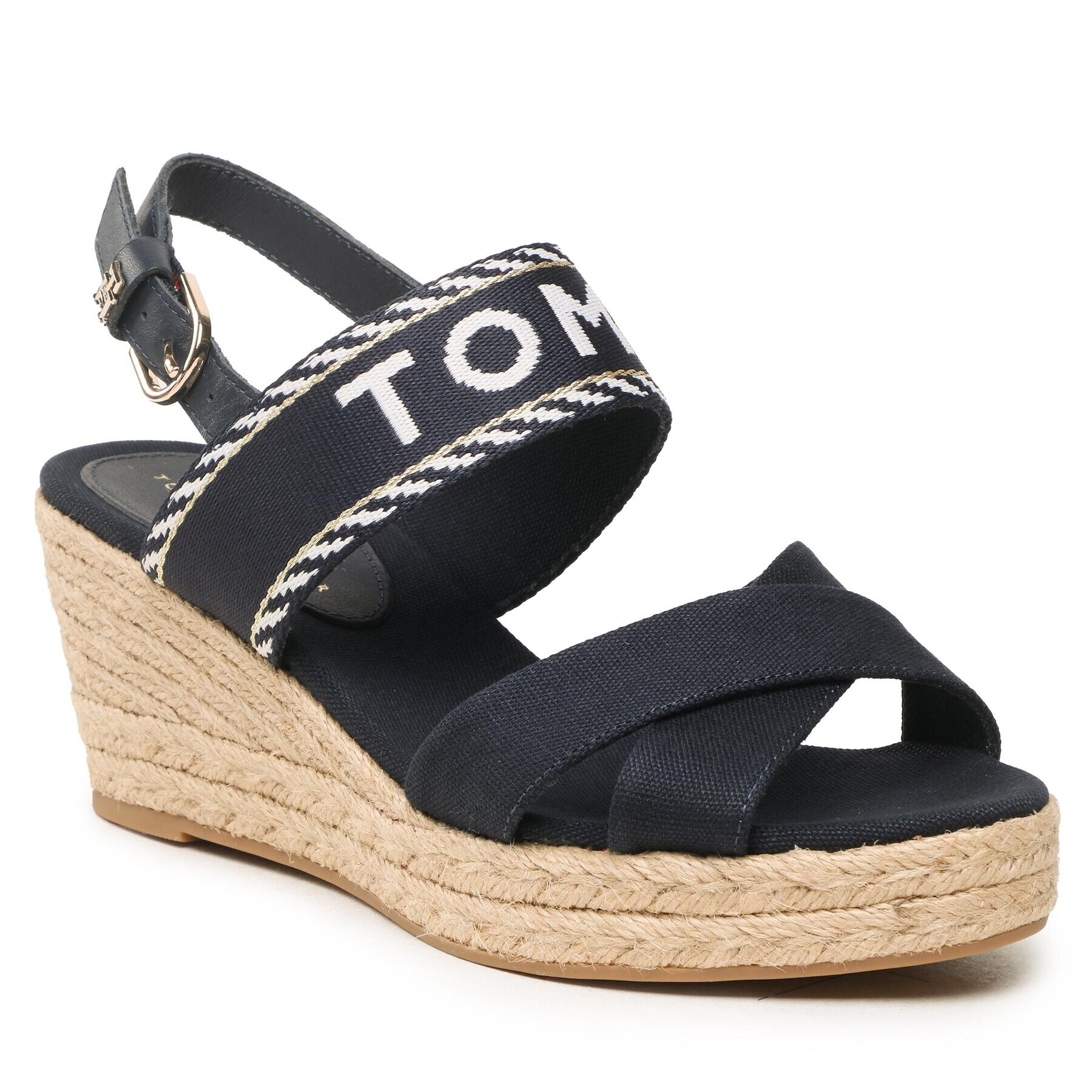 Tommy Hilfiger Espadrile Seasonal Webbing Mid Wedge FW0FW07091 Bleumarin - Pled.ro