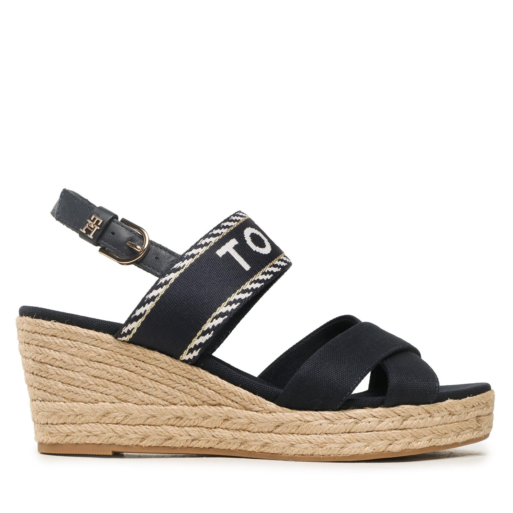 Tommy Hilfiger Espadrile Seasonal Webbing Mid Wedge FW0FW07091 Bleumarin - Pled.ro