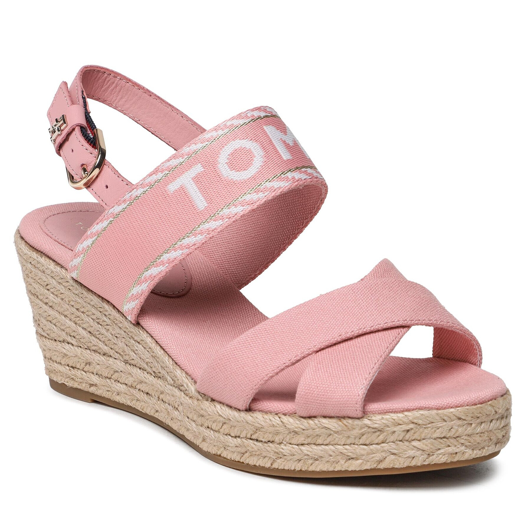 Tommy Hilfiger Espadrile Seasonal Webbing Mid Wedge FW0FW07091 Roz - Pled.ro