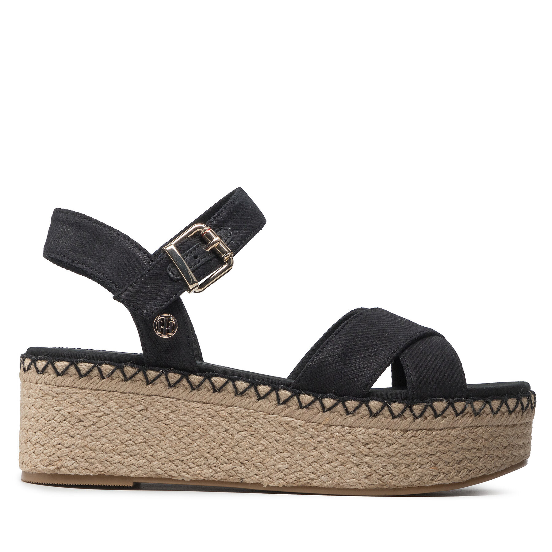 Tommy Hilfiger Espadrile Shiny Touches Flatform Wedge FW0FW06245 Negru - Pled.ro