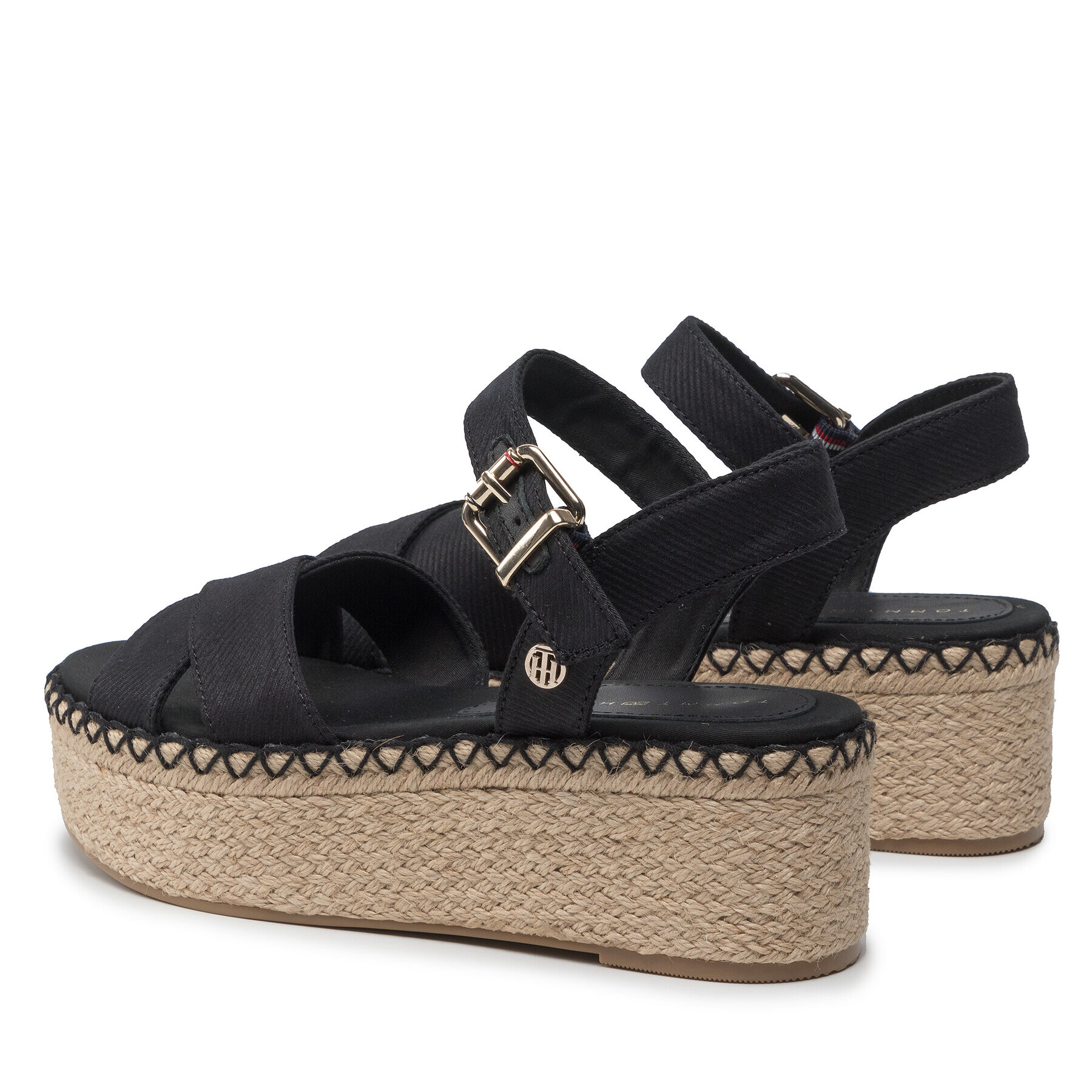 Tommy Hilfiger Espadrile Shiny Touches Flatform Wedge FW0FW06245 Negru - Pled.ro