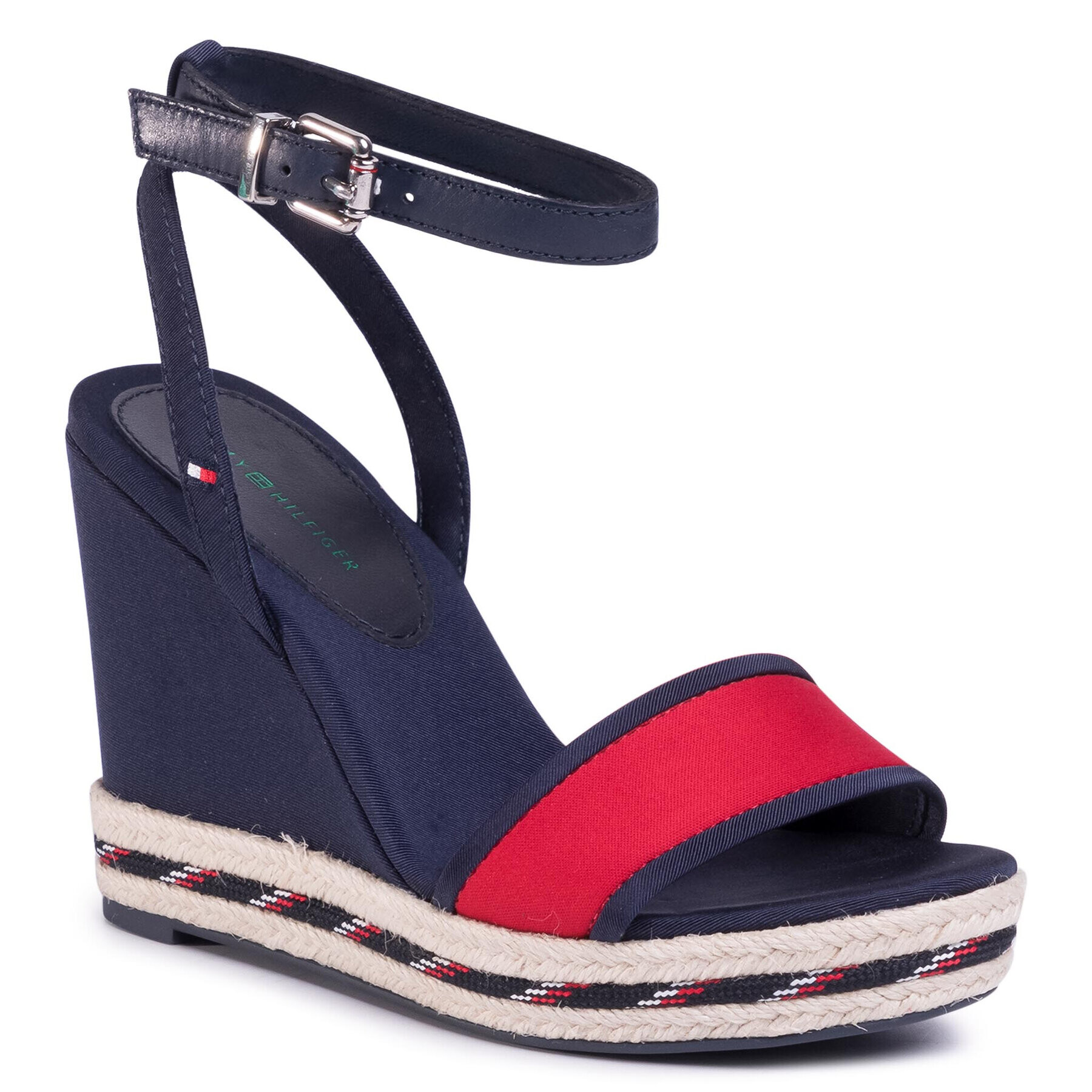 Tommy Hilfiger Espadrile Sporty Textile High Wedge FW0FW04780 Bleumarin - Pled.ro