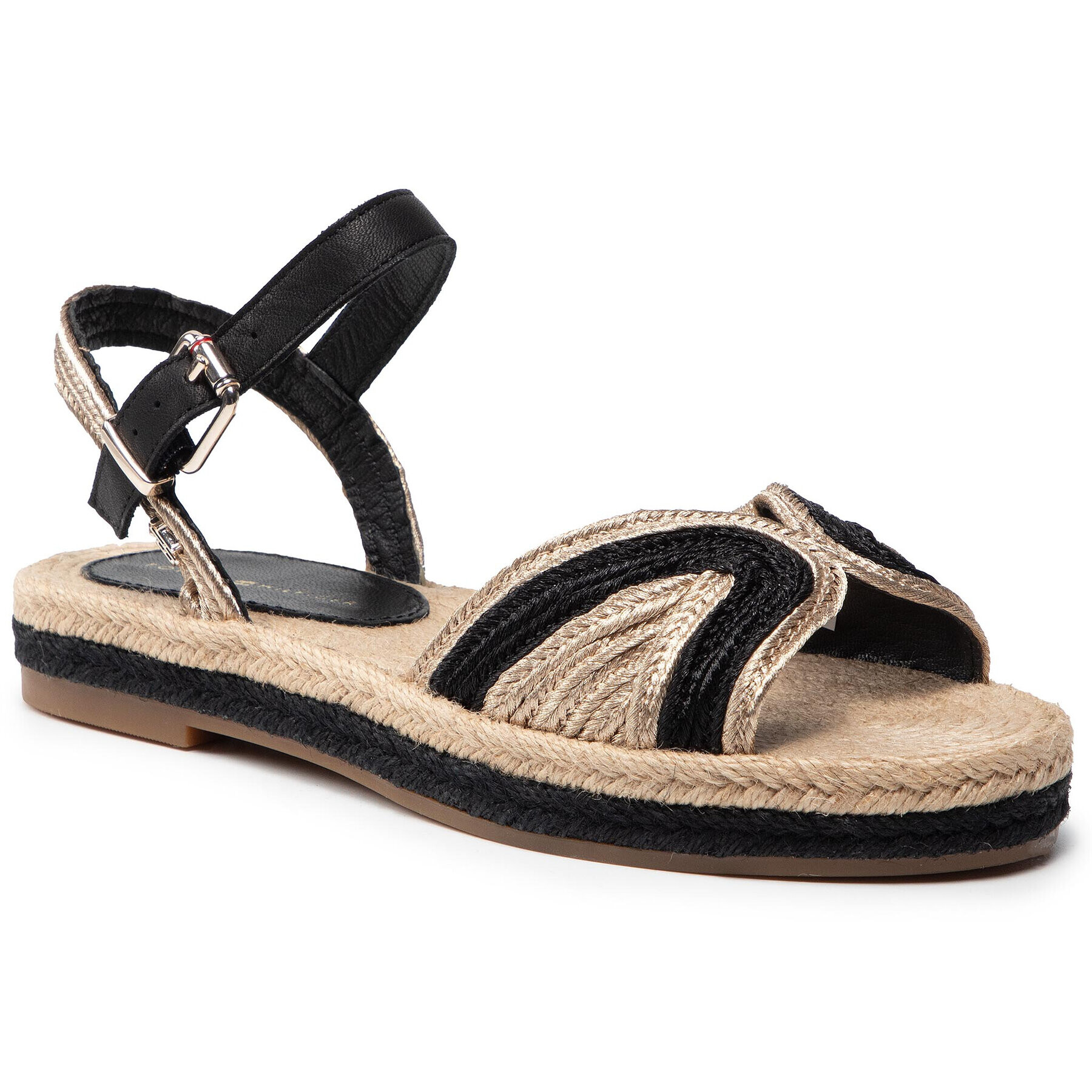 Tommy Hilfiger Espadrile Th Artisanal Flat Sandal FW0FW05595 Negru - Pled.ro