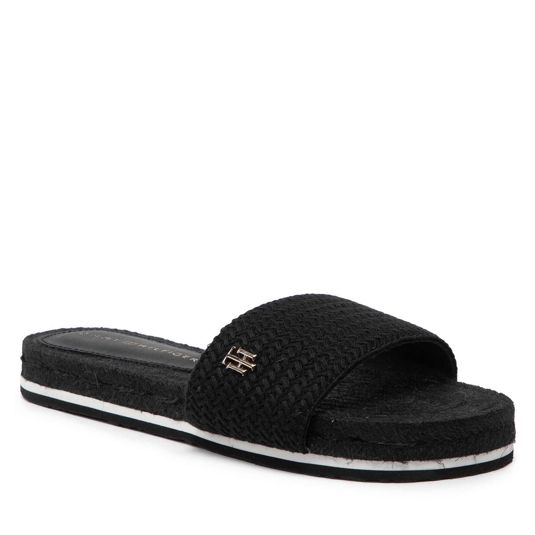 Tommy Hilfiger Espadrile Th Textured Flat Sandal FW0FW06438 Negru - Pled.ro