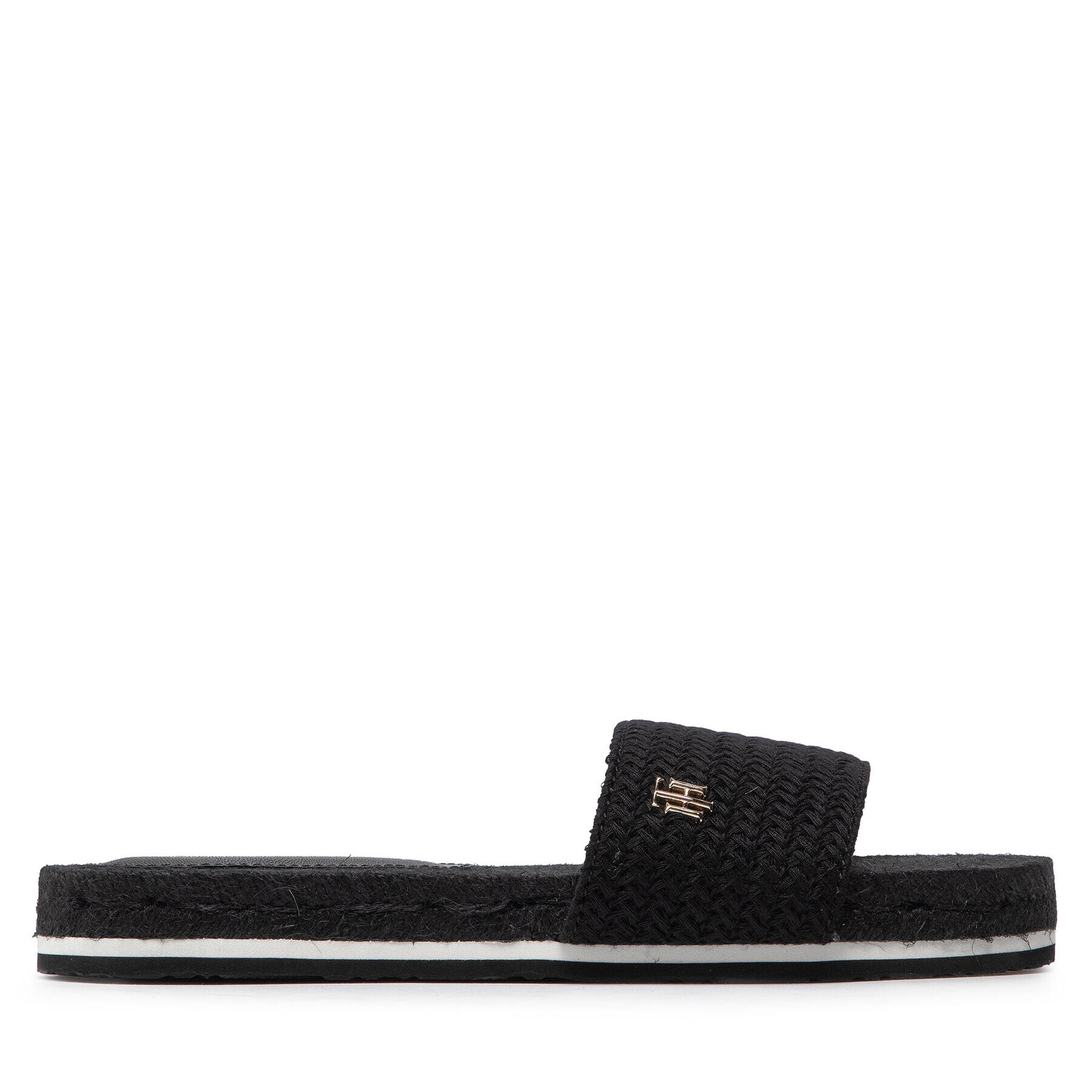 Tommy Hilfiger Espadrile Th Textured Flat Sandal FW0FW06438 Negru - Pled.ro