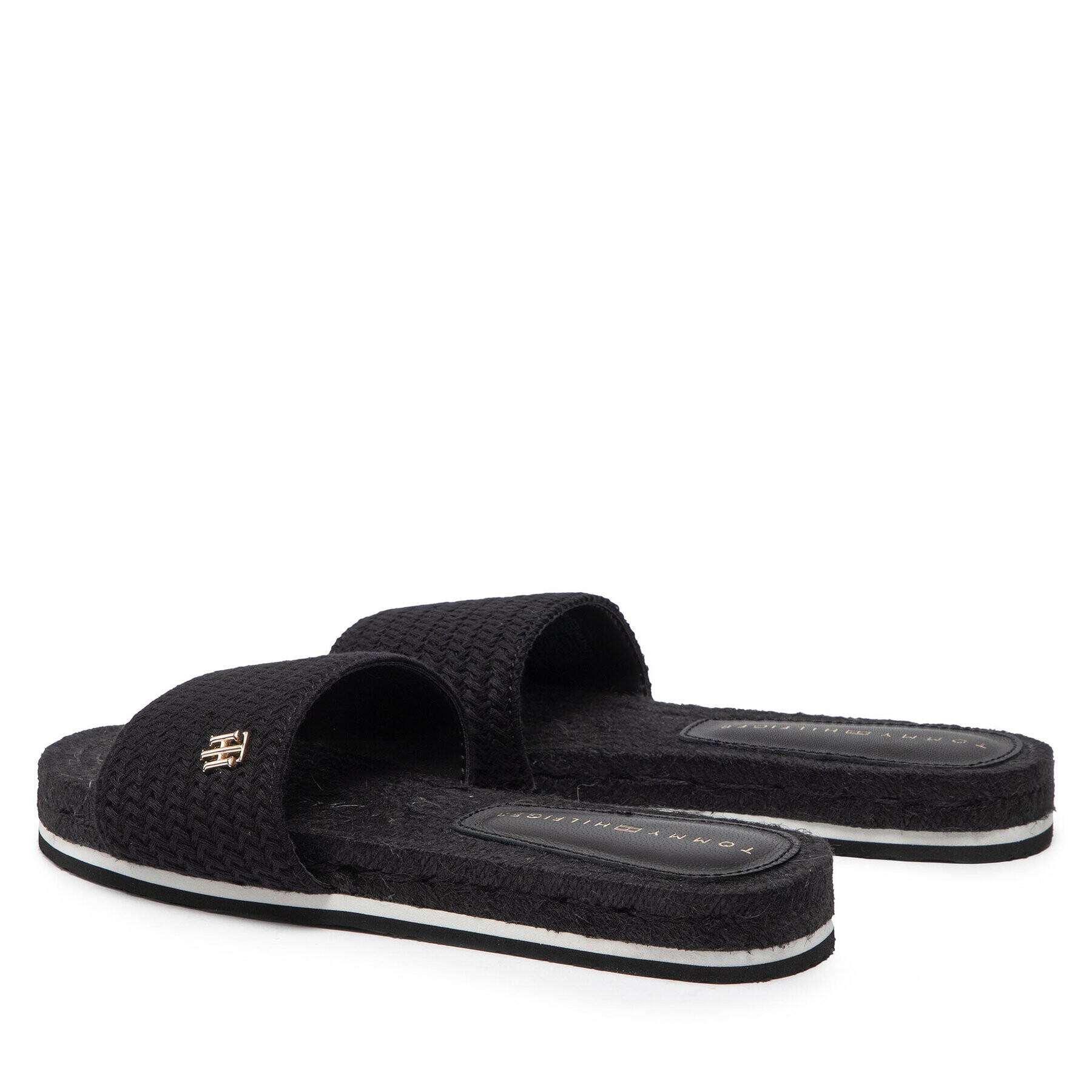 Tommy Hilfiger Espadrile Th Textured Flat Sandal FW0FW06438 Negru - Pled.ro