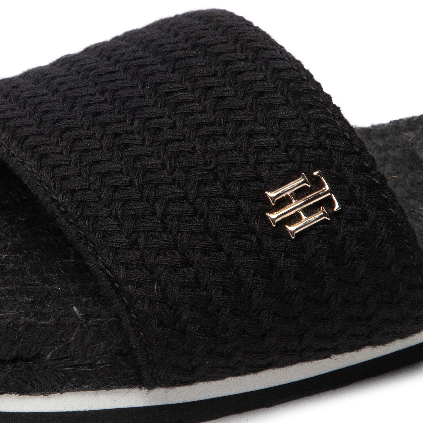 Tommy Hilfiger Espadrile Th Textured Flat Sandal FW0FW06438 Negru - Pled.ro