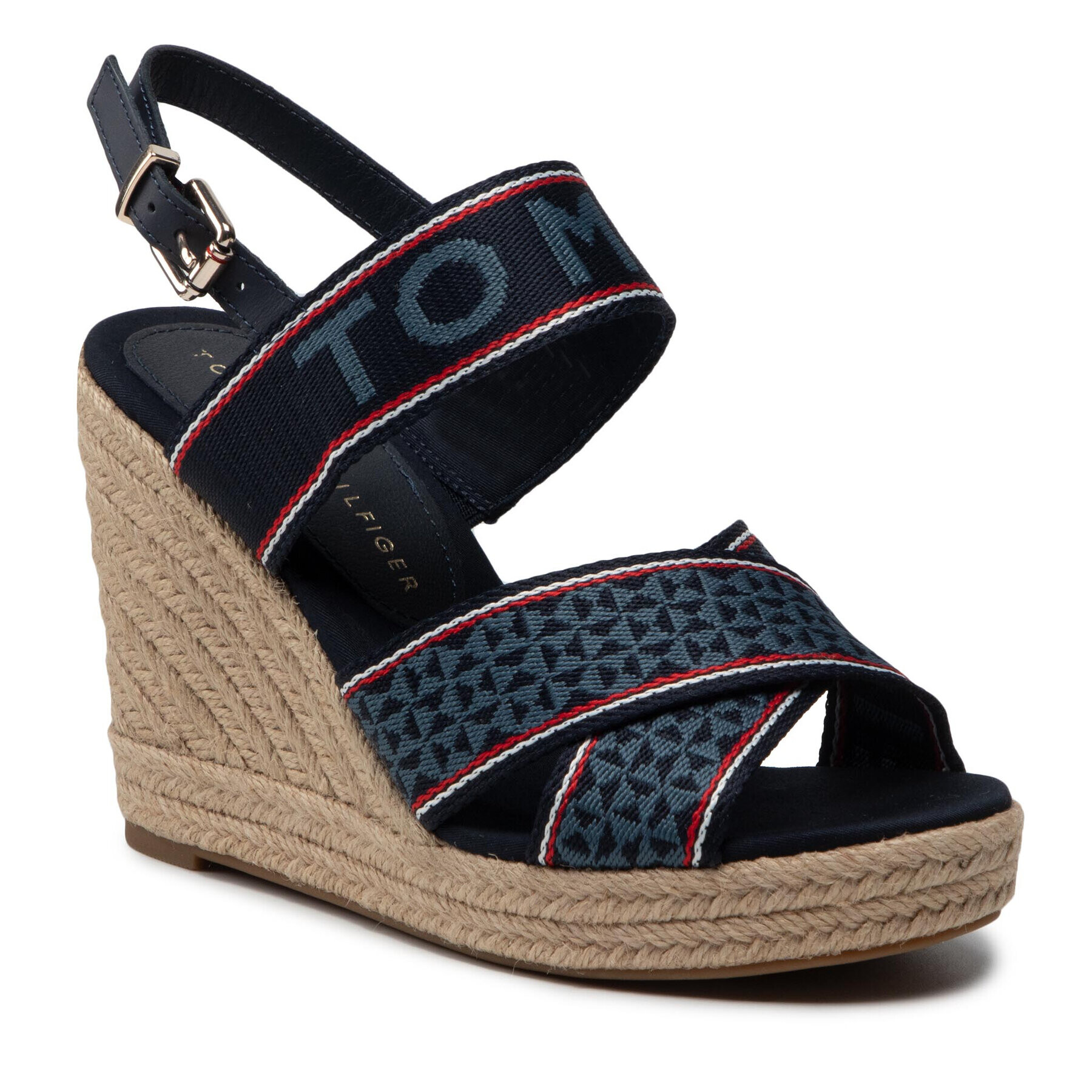 Tommy Hilfiger Espadrile Webbing High Wedge Sandal FW0FW06355 Bleumarin - Pled.ro