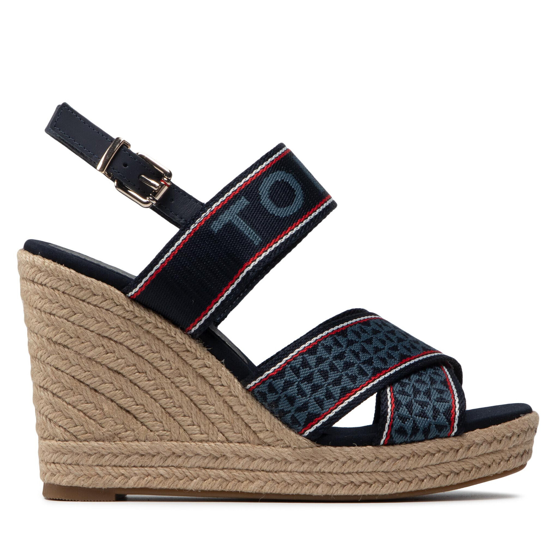 Tommy Hilfiger Espadrile Webbing High Wedge Sandal FW0FW06355 Bleumarin - Pled.ro