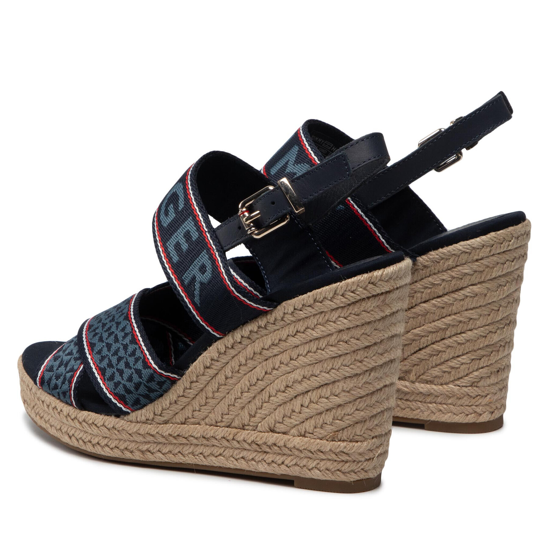 Tommy Hilfiger Espadrile Webbing High Wedge Sandal FW0FW06355 Bleumarin - Pled.ro