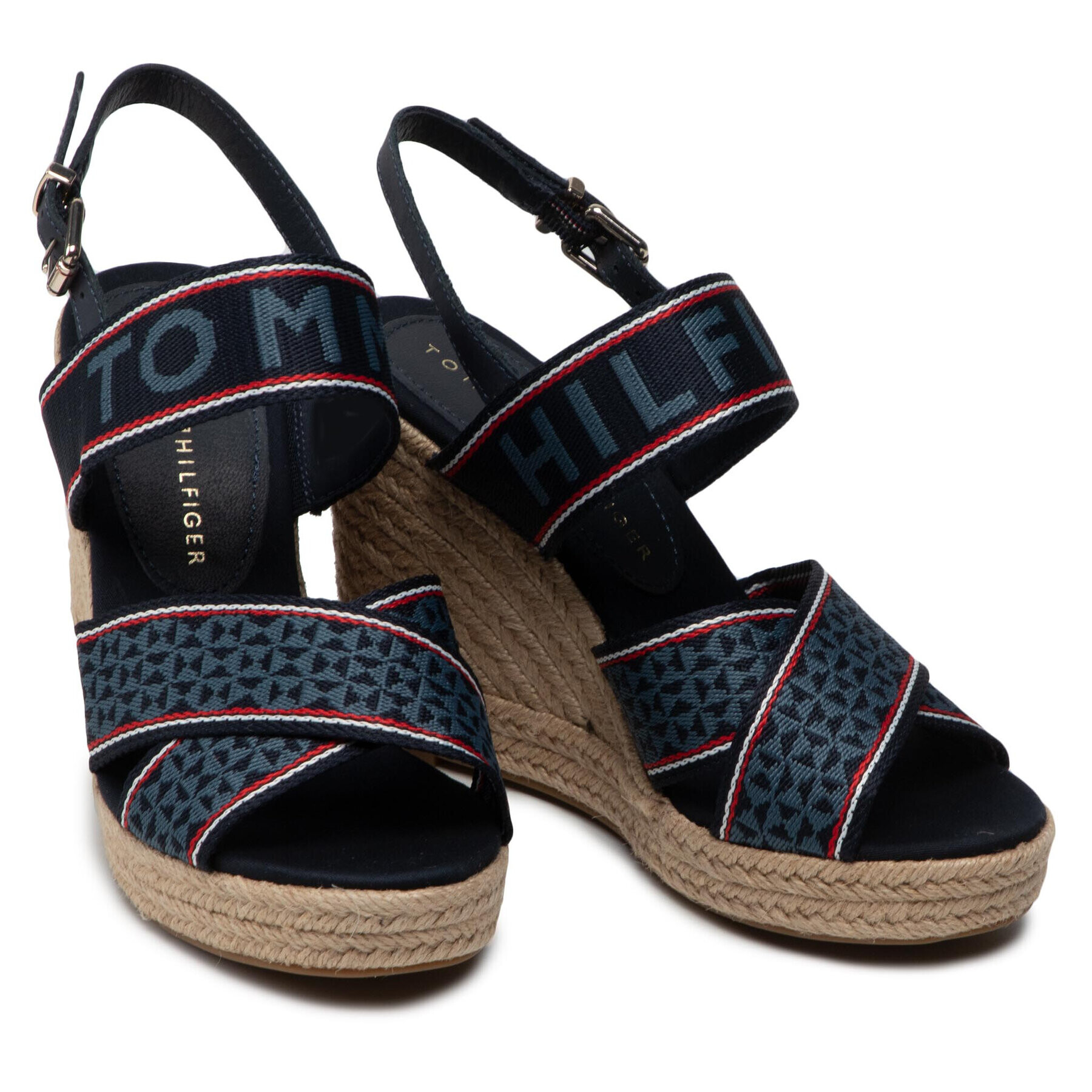 Tommy Hilfiger Espadrile Webbing High Wedge Sandal FW0FW06355 Bleumarin - Pled.ro