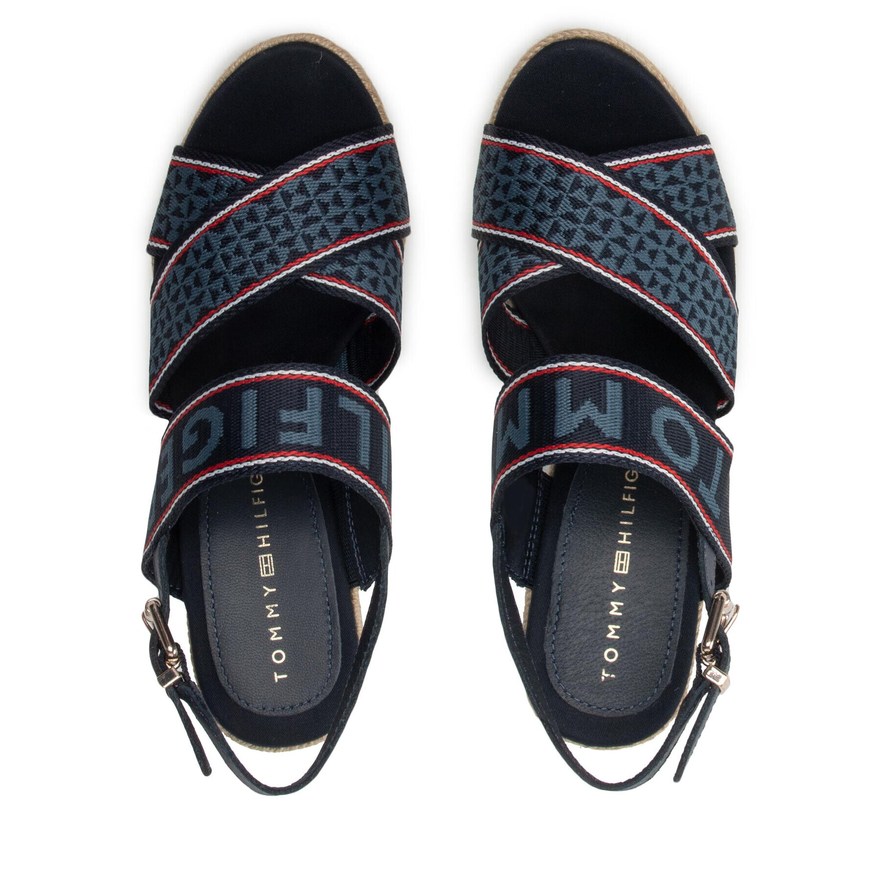 Tommy Hilfiger Espadrile Webbing High Wedge Sandal FW0FW06355 Bleumarin - Pled.ro