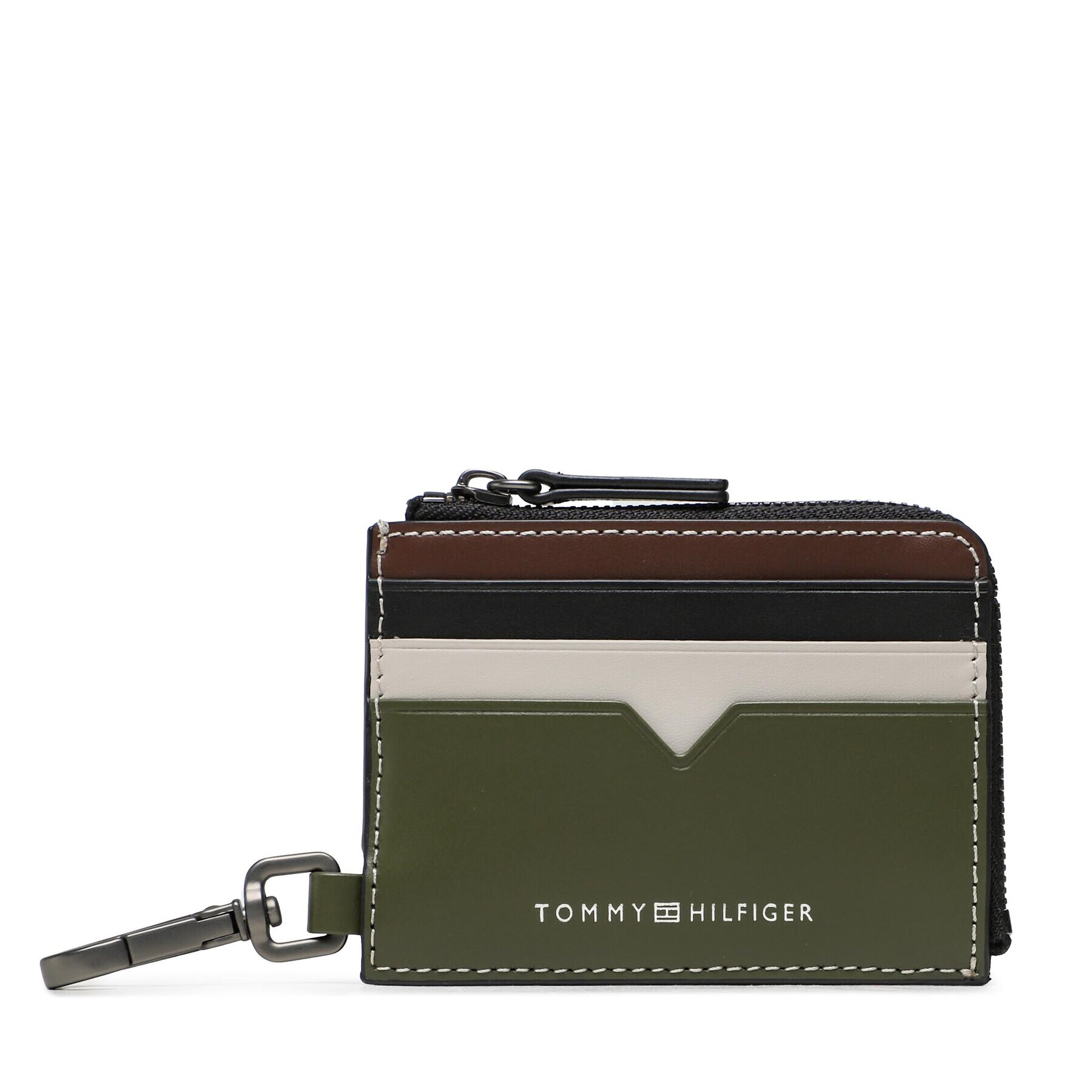 Tommy Hilfiger Etui pentru chei Th Holder Leather Cc With Zip AM0AM11001 Kaki - Pled.ro