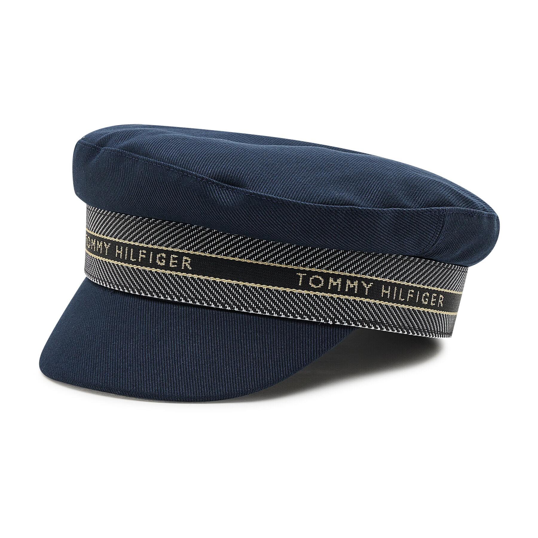 Tommy Hilfiger Flat cap Signature Feminine Baker Boy AW0AW10997 Bleumarin - Pled.ro