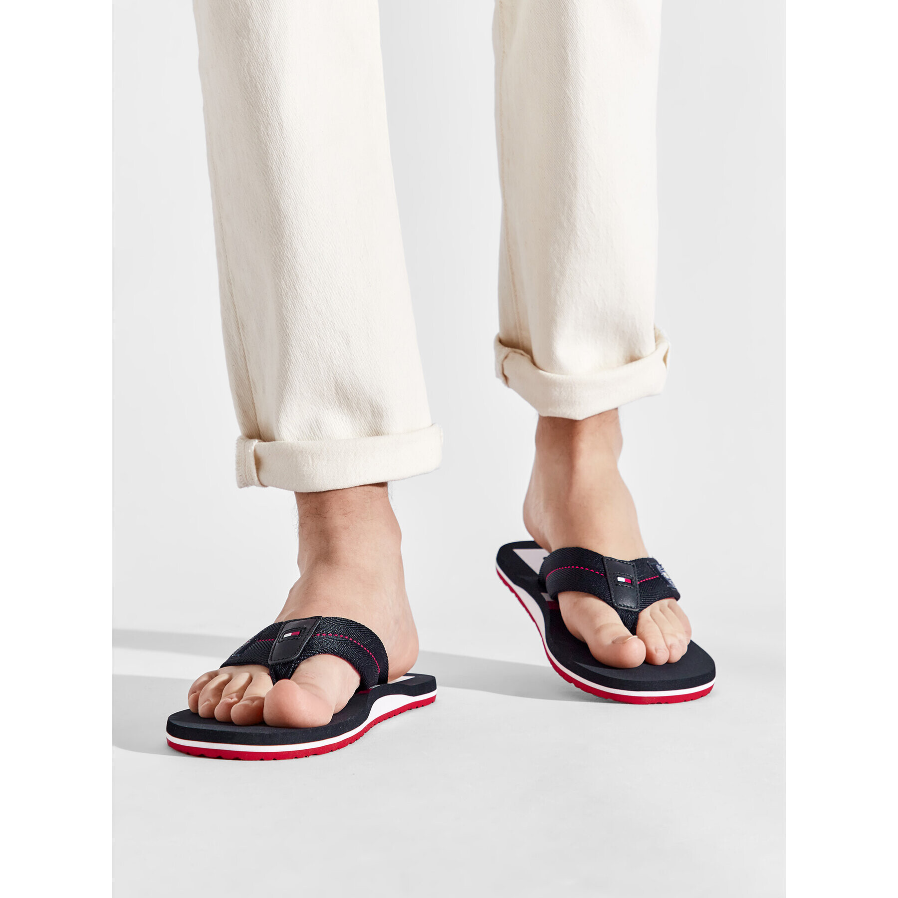 Tommy Hilfiger Flip flop Badge Beach Sandal FM0FM03981 Bleumarin - Pled.ro