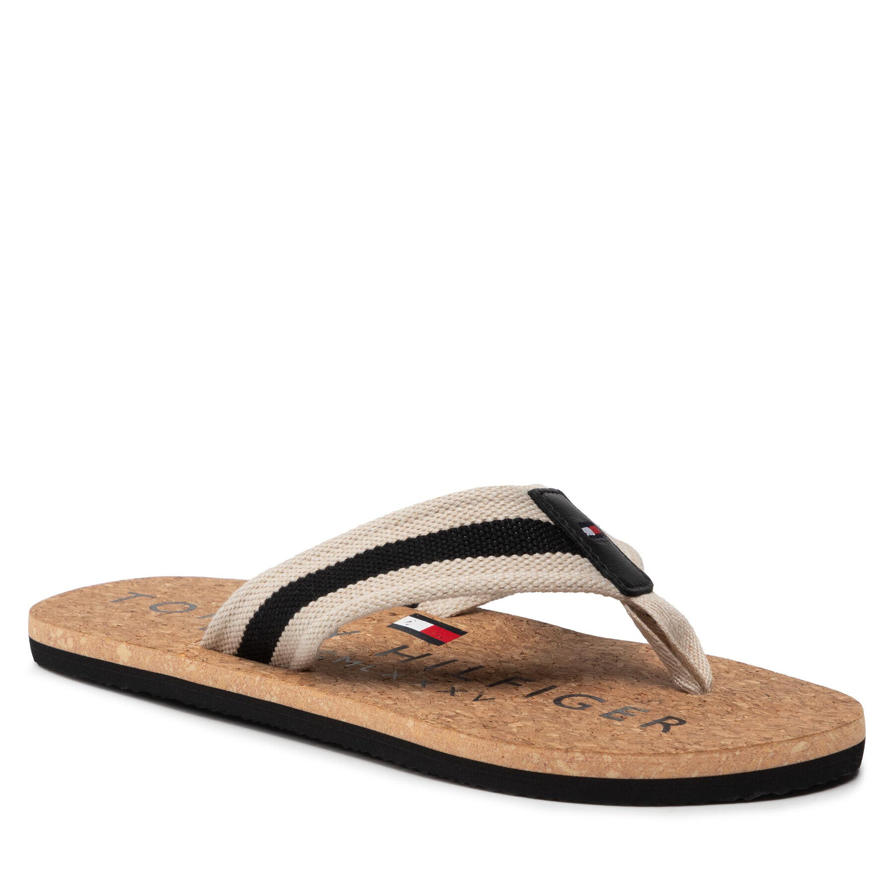 Tommy Hilfiger Flip flop Cork Beach Sandal FM0FM03986 Negru - Pled.ro