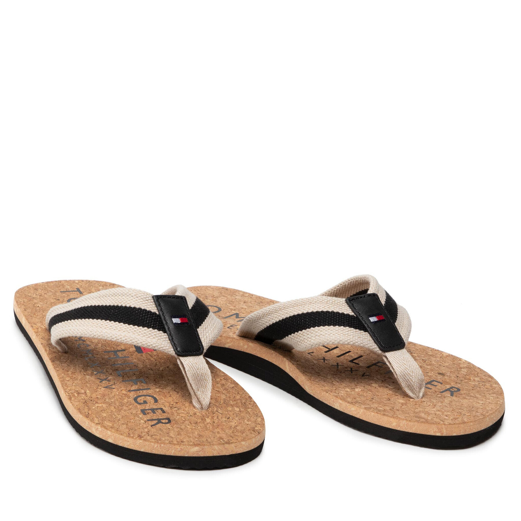 Tommy Hilfiger Flip flop Cork Beach Sandal FM0FM03986 Negru - Pled.ro