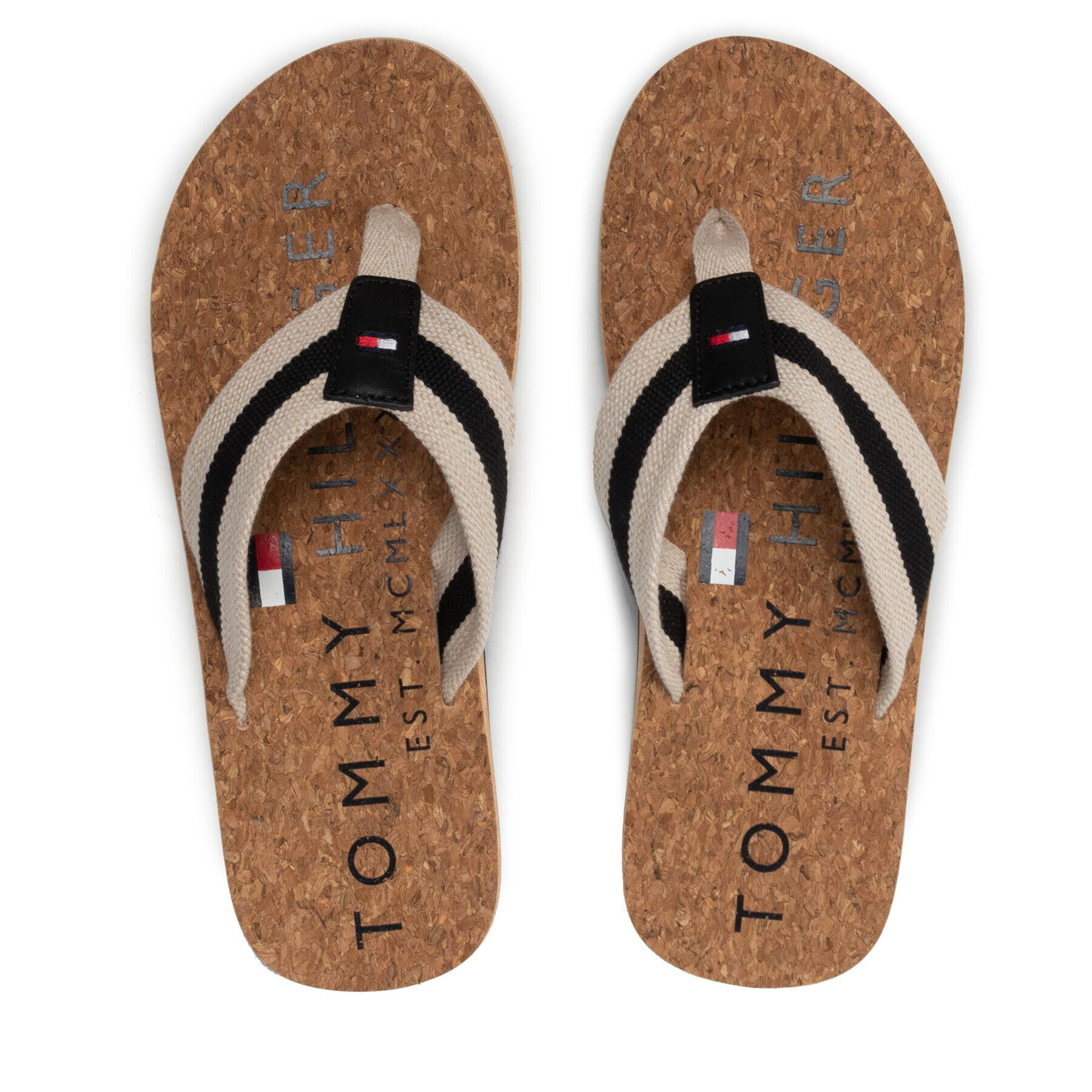 Tommy Hilfiger Flip flop Cork Beach Sandal FM0FM03986 Negru - Pled.ro