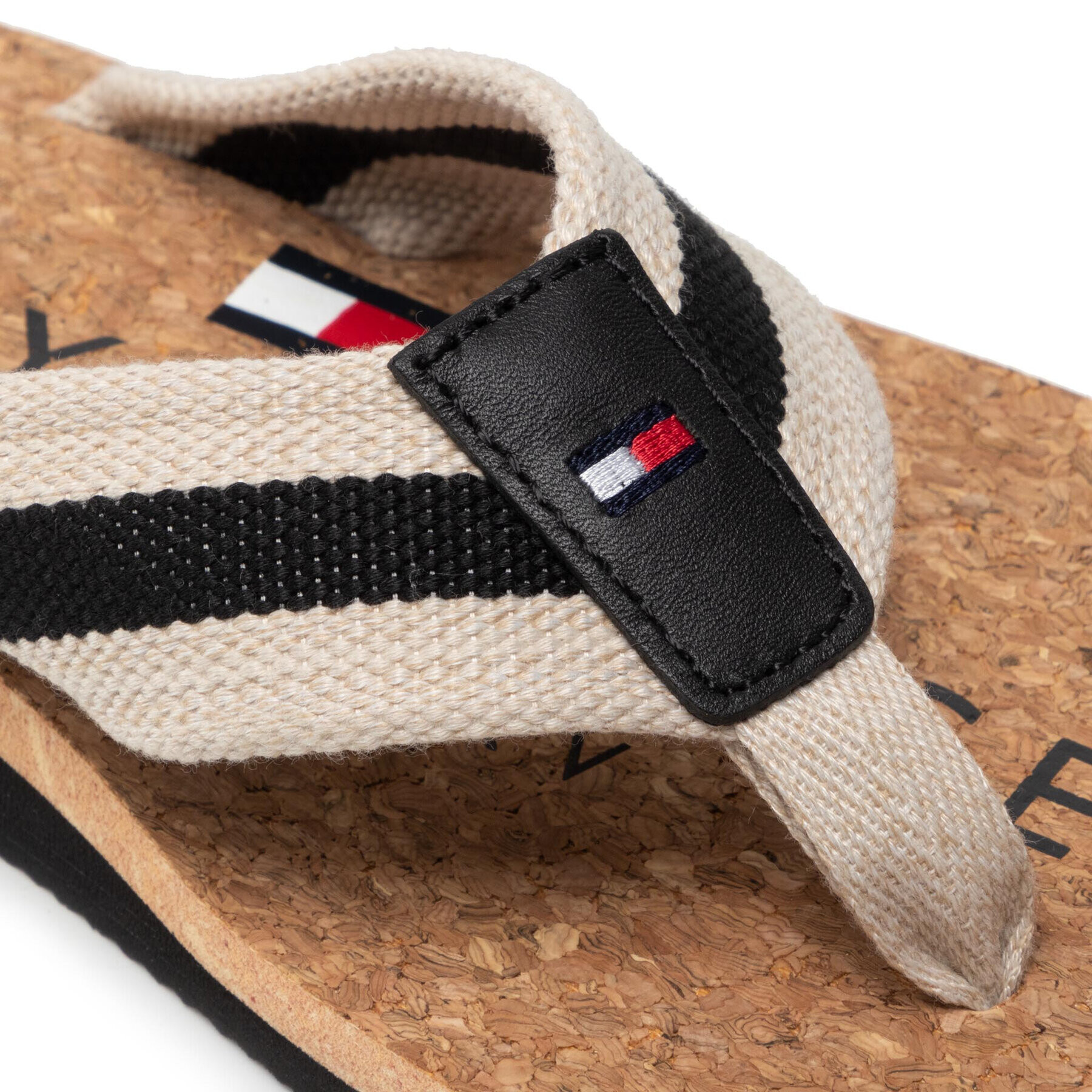 Tommy Hilfiger Flip flop Cork Beach Sandal FM0FM03986 Negru - Pled.ro