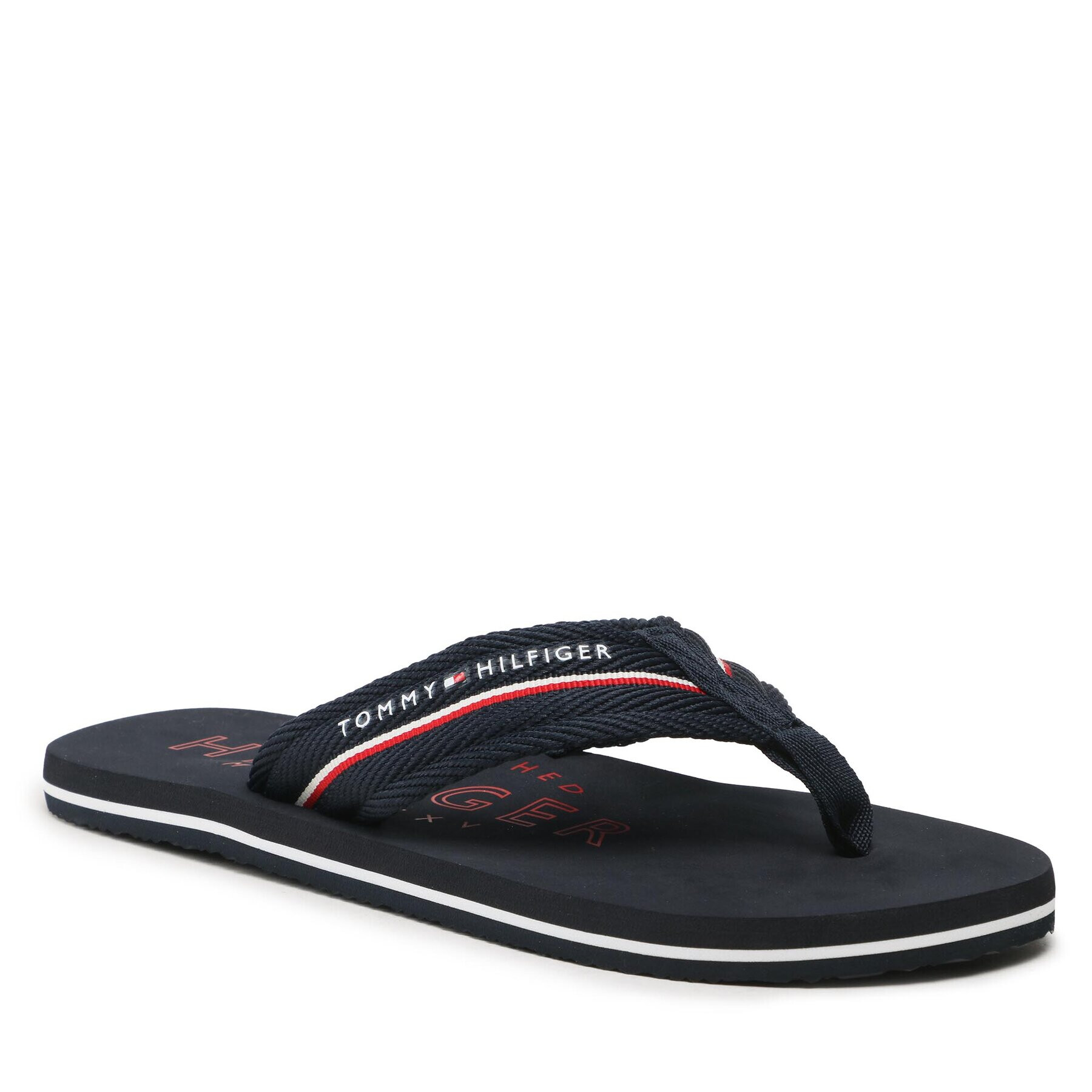 Tommy Hilfiger Flip flop Corporate Hilfiger Beach Sandal FM0FM04471 Bleumarin - Pled.ro