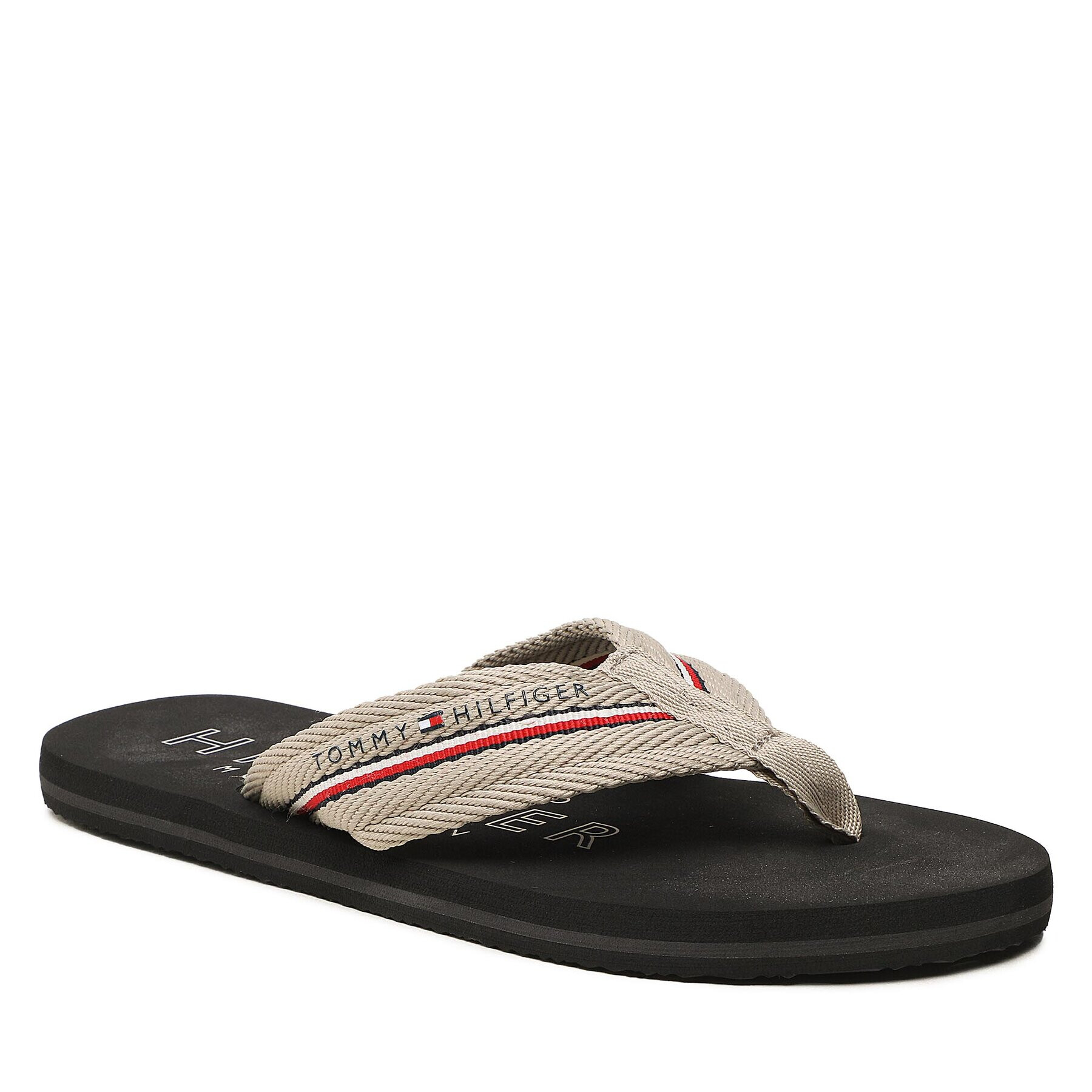 Tommy Hilfiger Flip flop Corporate Hilfiger Beach Sandal FM0FM04471 Gri - Pled.ro