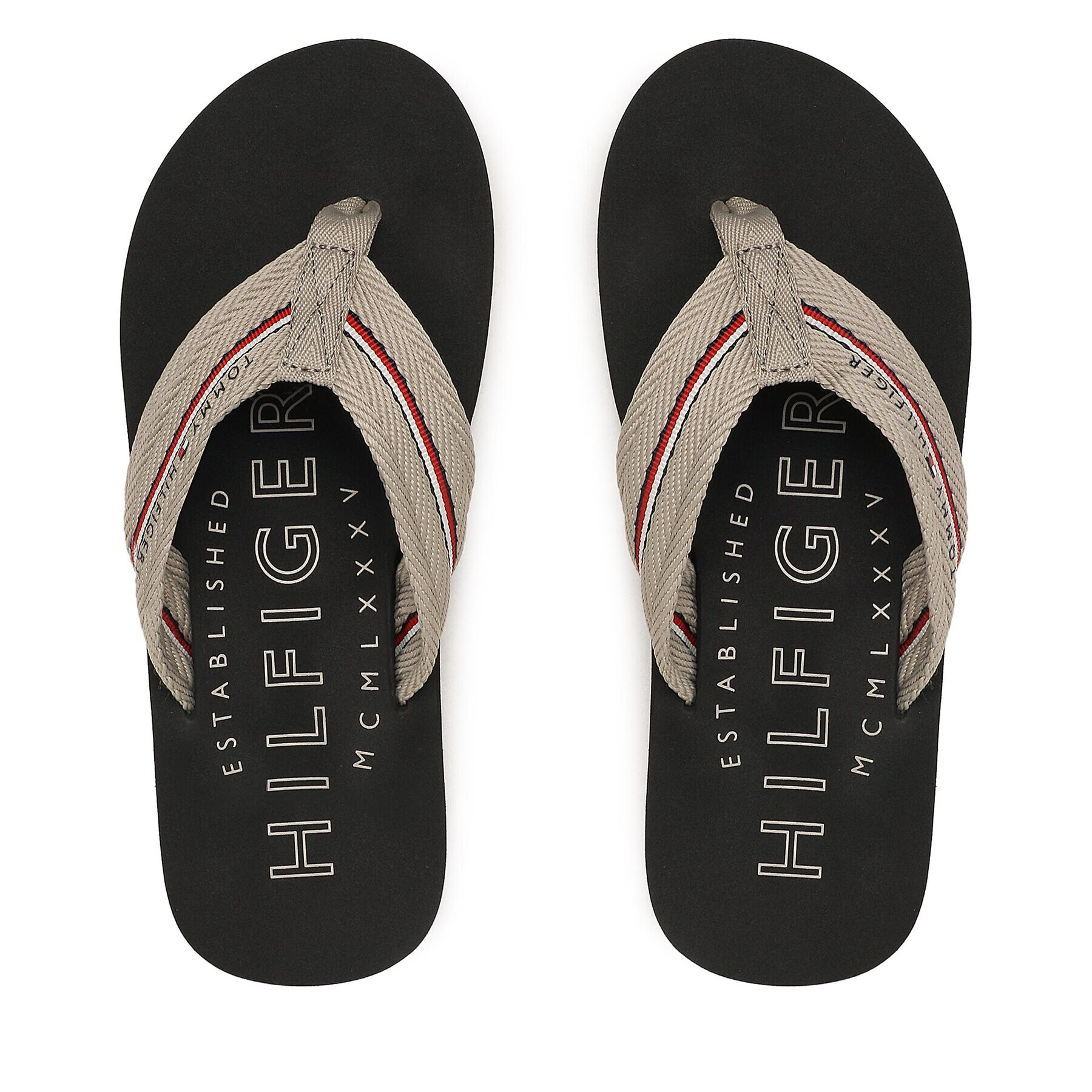 Tommy Hilfiger Flip flop Corporate Hilfiger Beach Sandal FM0FM04471 Gri - Pled.ro