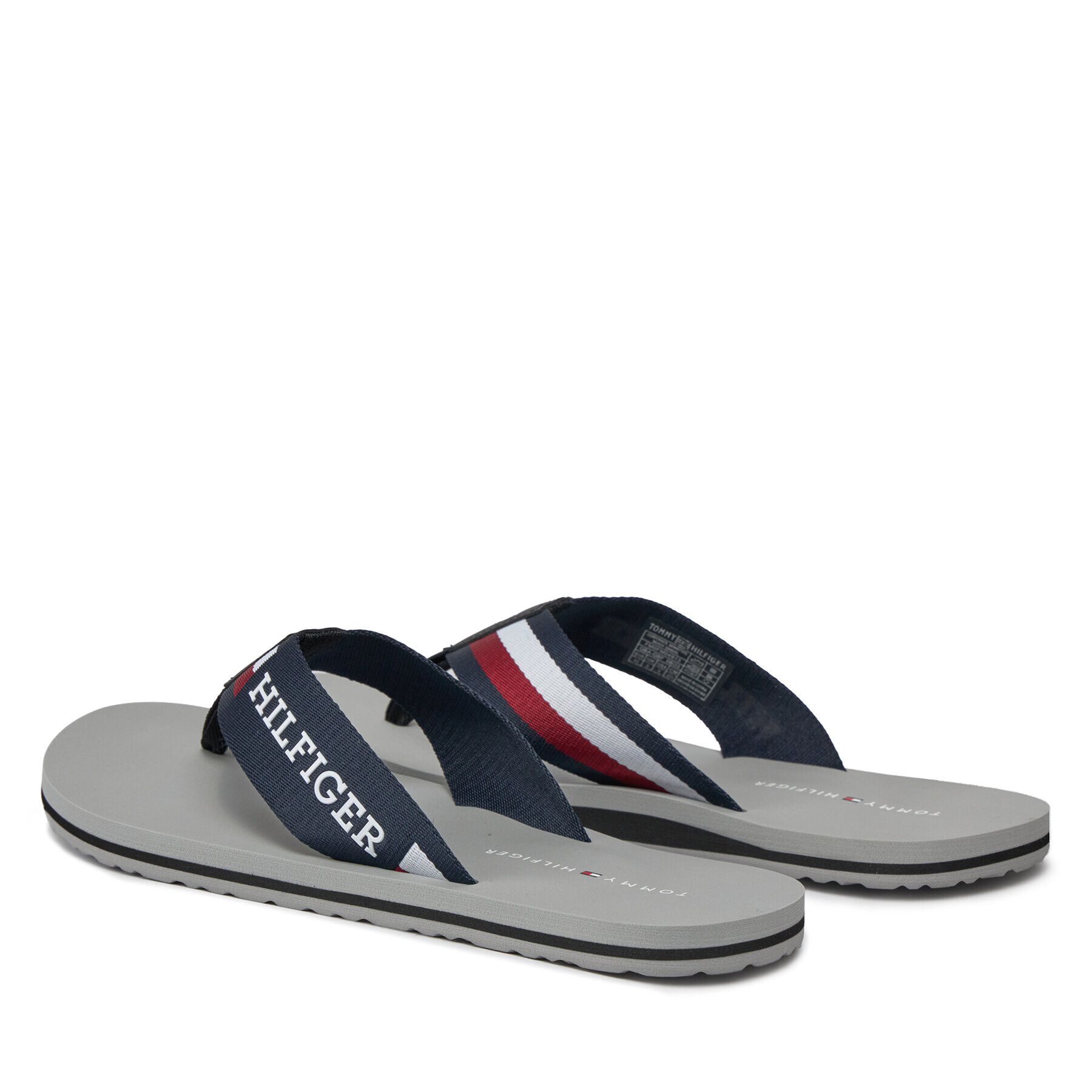 Tommy Hilfiger Flip flop Corporate Monotype Beach Sandal FM0FM04913 Argintiu - Pled.ro