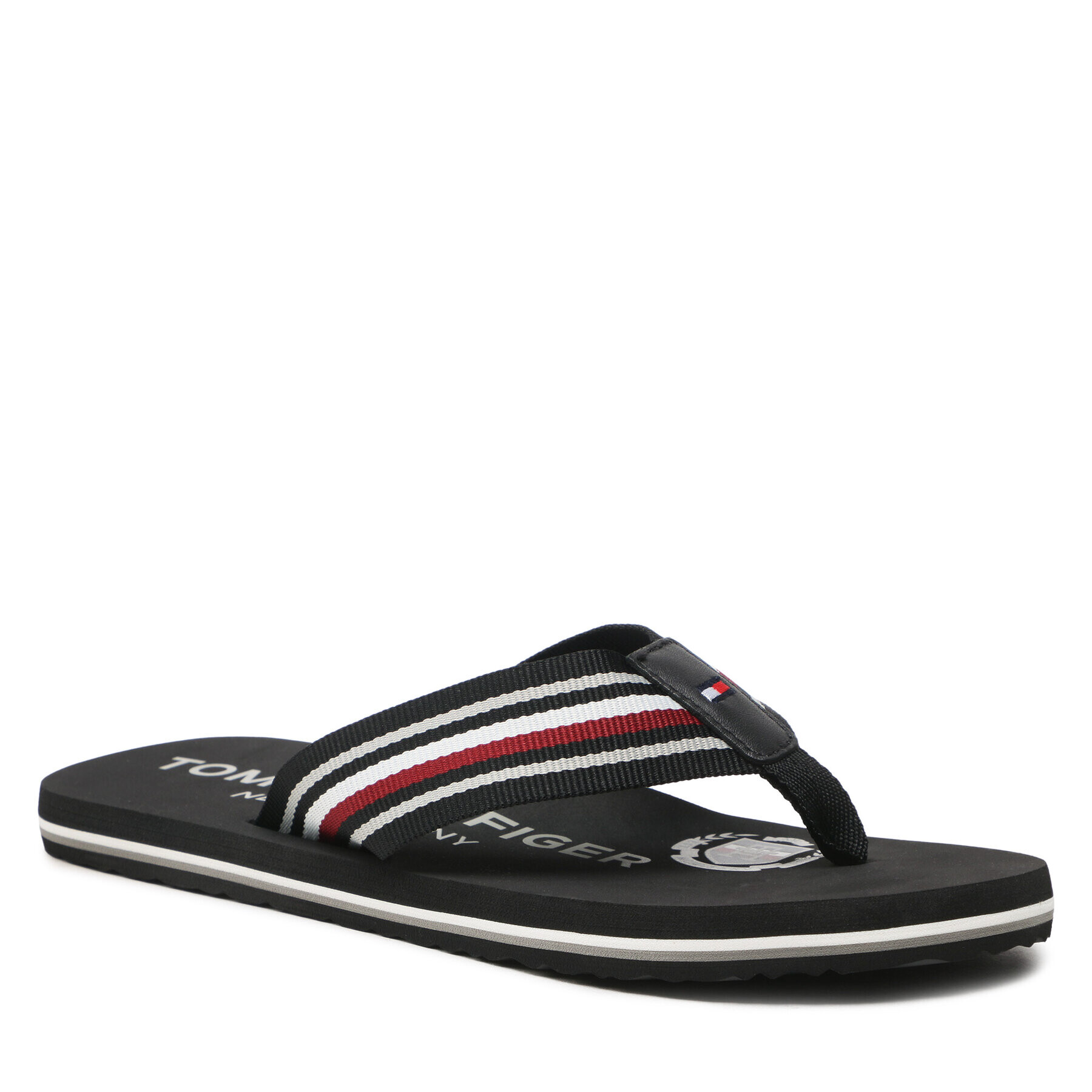 Tommy Hilfiger Flip flop Corporate Stripes Beach Sandal FM0FM04407 Negru - Pled.ro