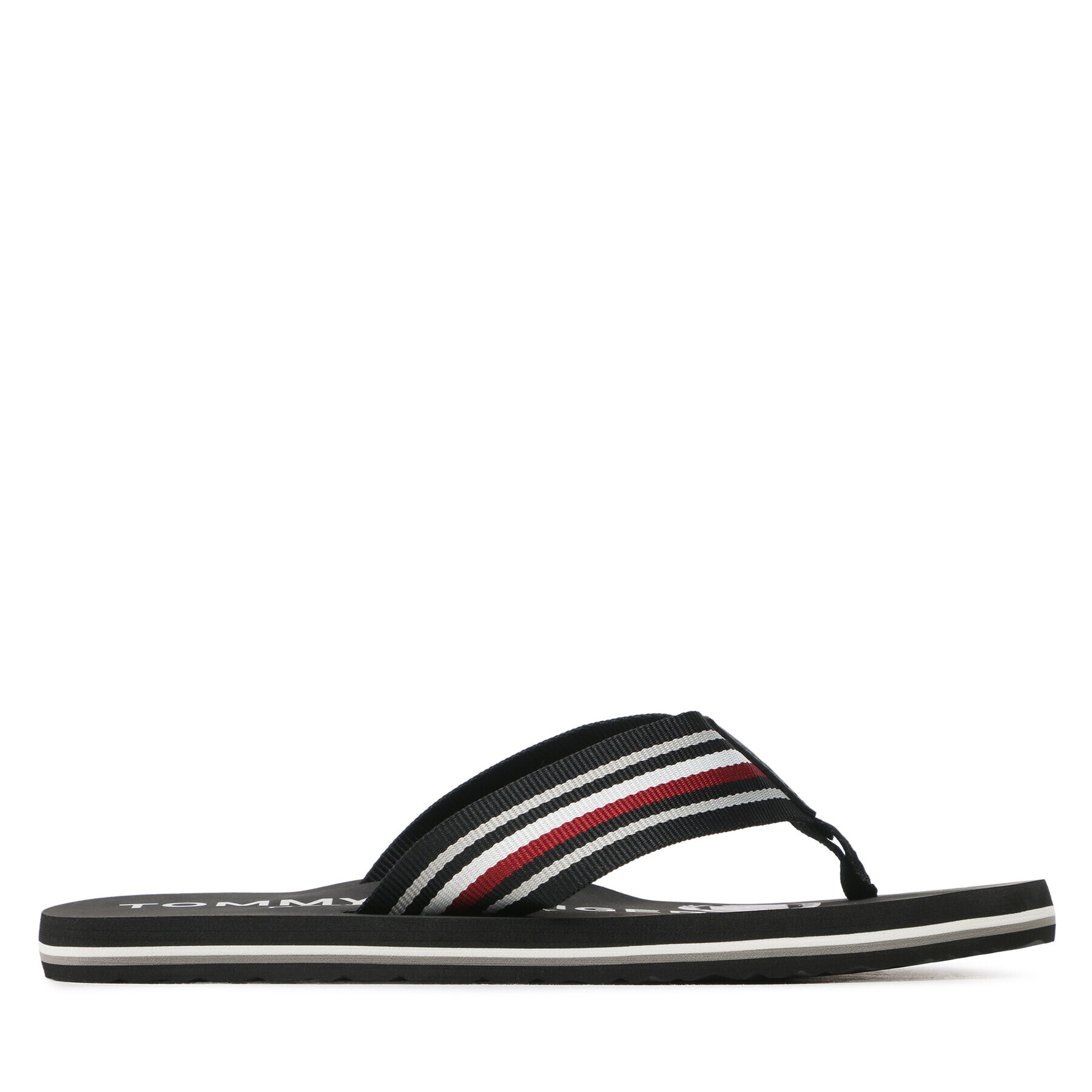 Tommy Hilfiger Flip flop Corporate Stripes Beach Sandal FM0FM04407 Negru - Pled.ro