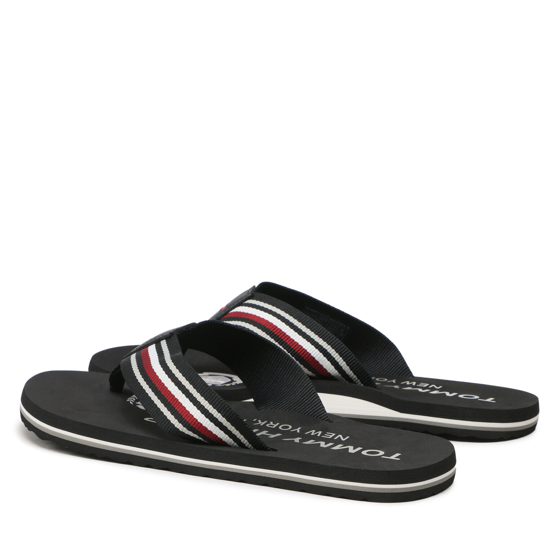 Tommy Hilfiger Flip flop Corporate Stripes Beach Sandal FM0FM04407 Negru - Pled.ro