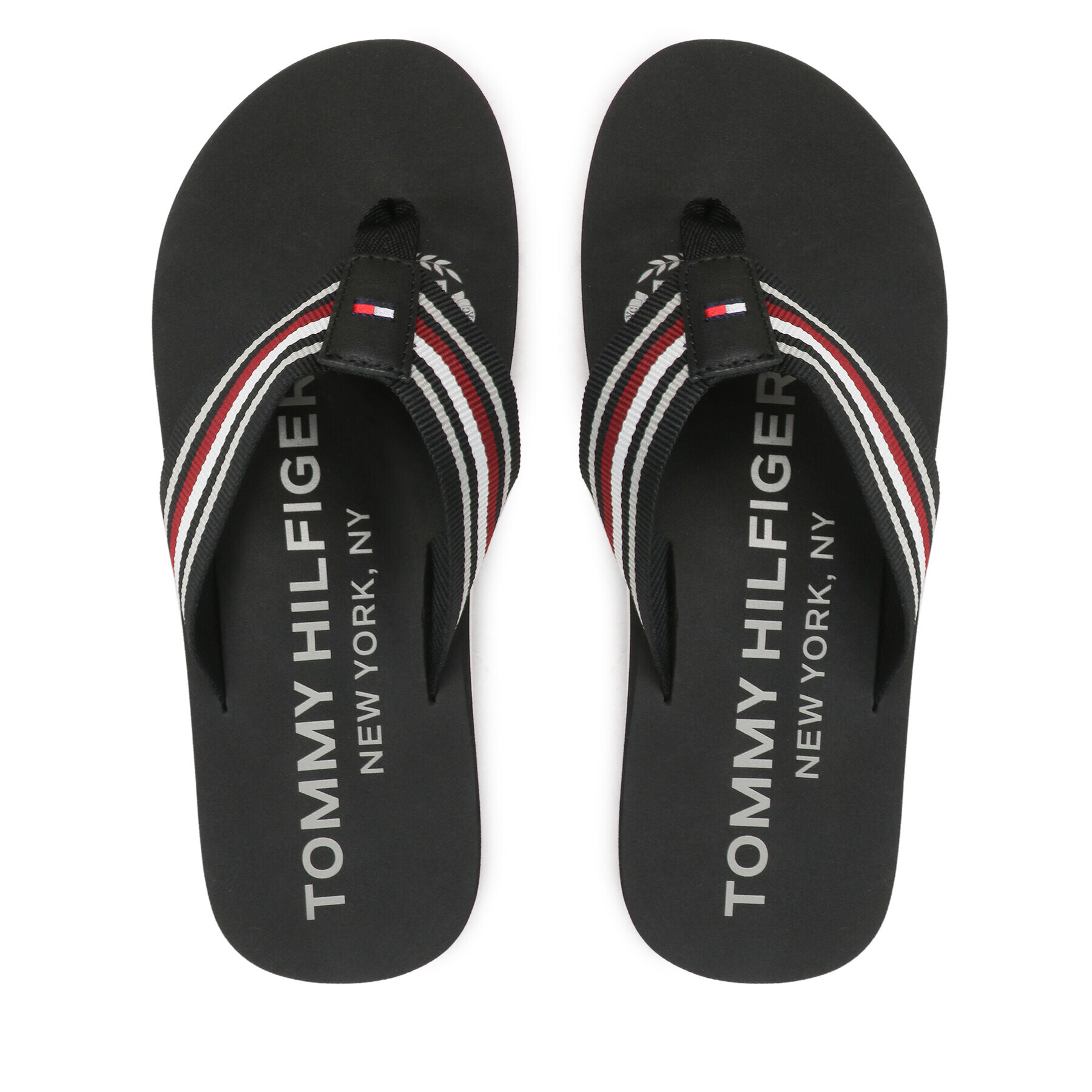 Tommy Hilfiger Flip flop Corporate Stripes Beach Sandal FM0FM04407 Negru - Pled.ro