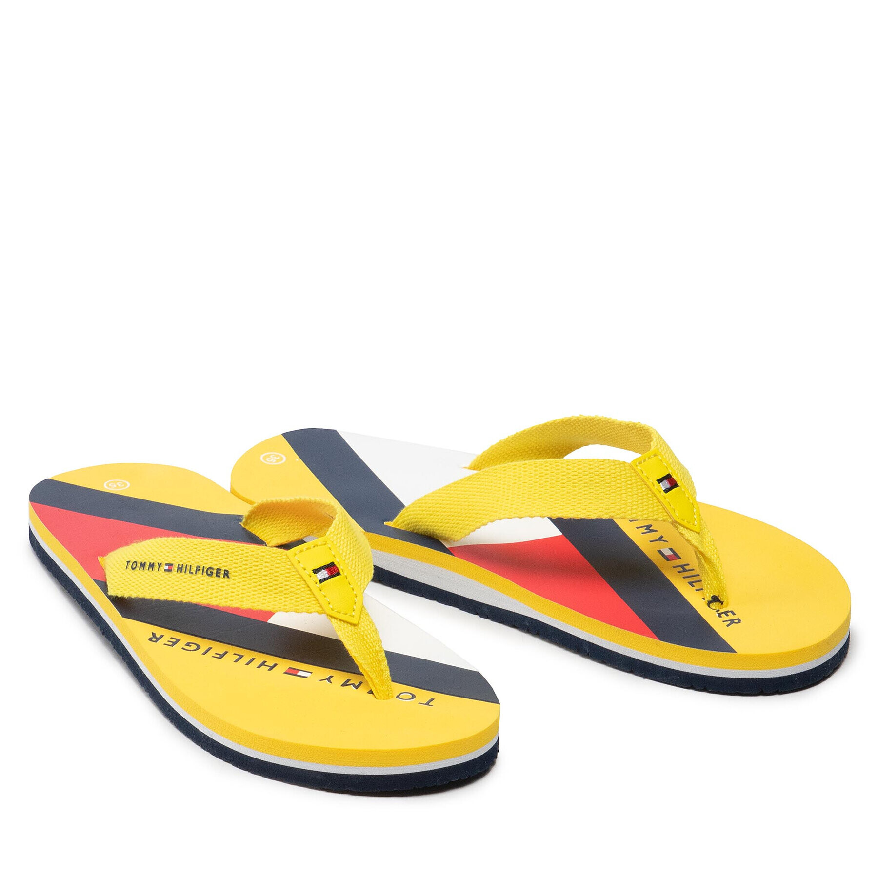 Tommy Hilfiger Flip flop Flag Print Flip Flop T3B8-32267-0058 S Galben - Pled.ro