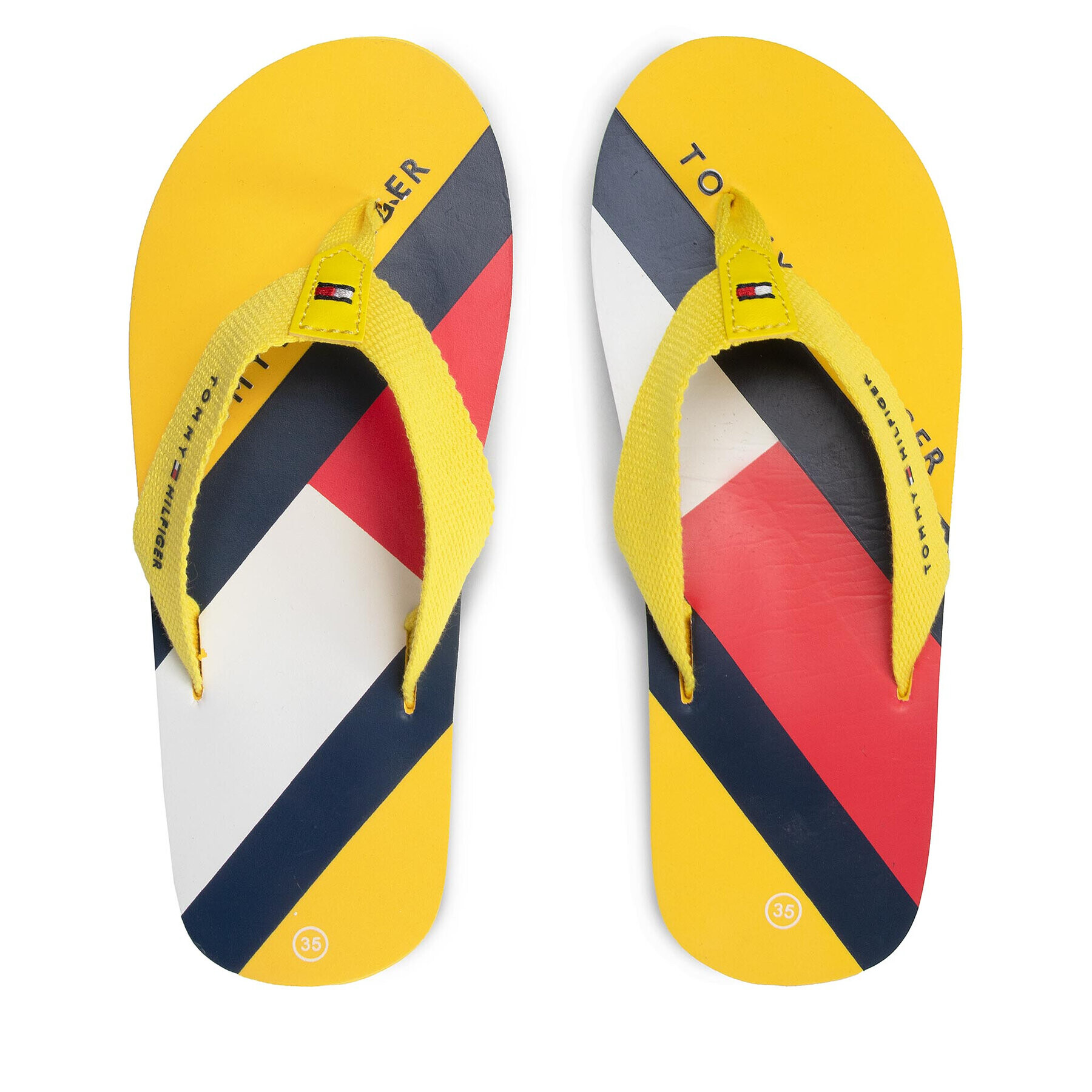 Tommy Hilfiger Flip flop Flag Print Flip Flop T3B8-32267-0058 S Galben - Pled.ro