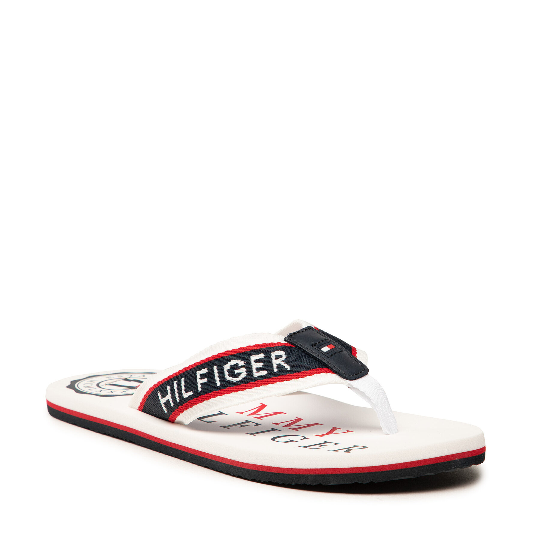 Tommy Hilfiger Flip flop Hilfiger Maritime Beach Sandal FM0FM03385 Alb - Pled.ro