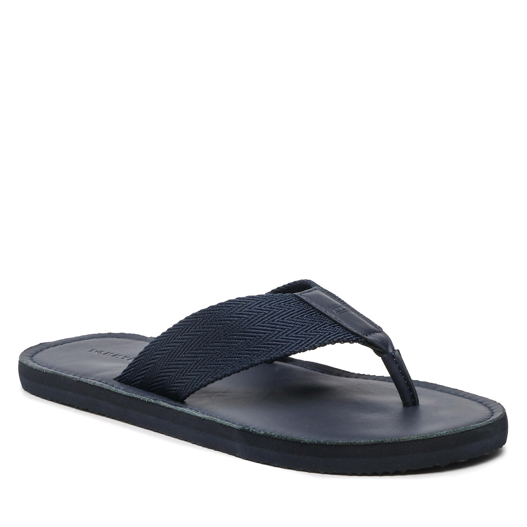 Tommy Hilfiger Flip flop Leather Beach FM0FM04548 Bleumarin - Pled.ro