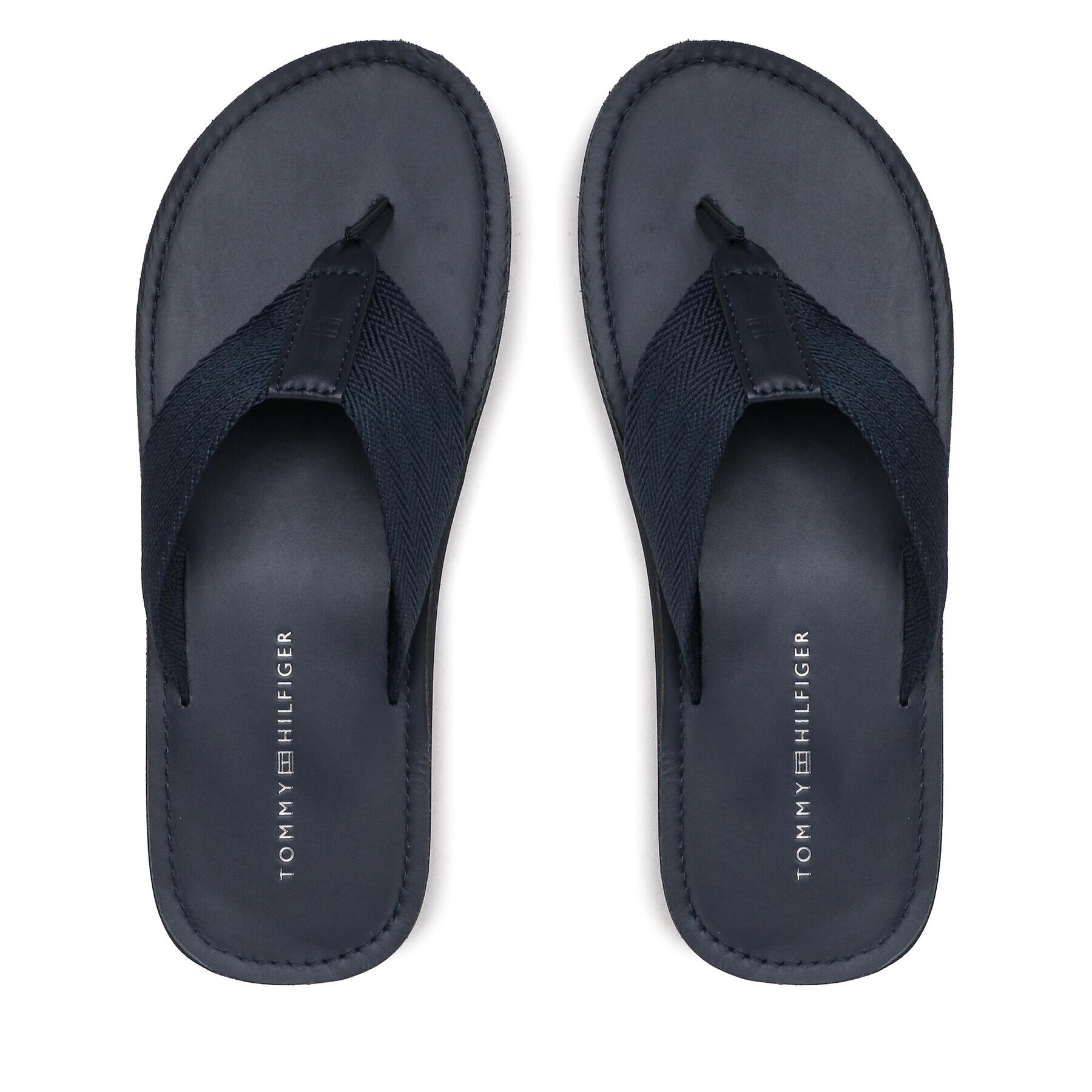 Tommy Hilfiger Flip flop Leather Beach FM0FM04548 Bleumarin - Pled.ro