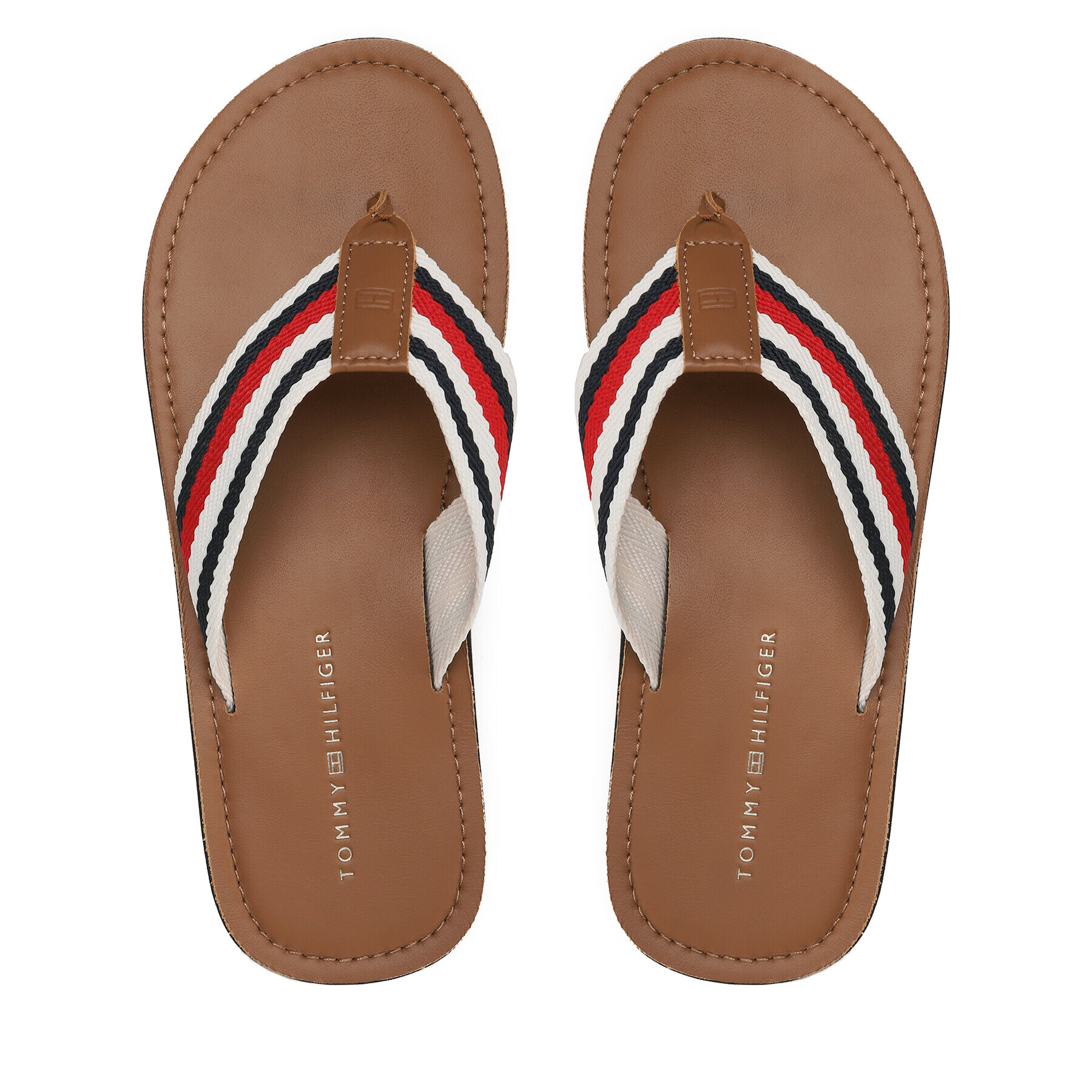 Tommy Hilfiger Flip flop Leather Beach Sandal FM0FM04548 Écru - Pled.ro